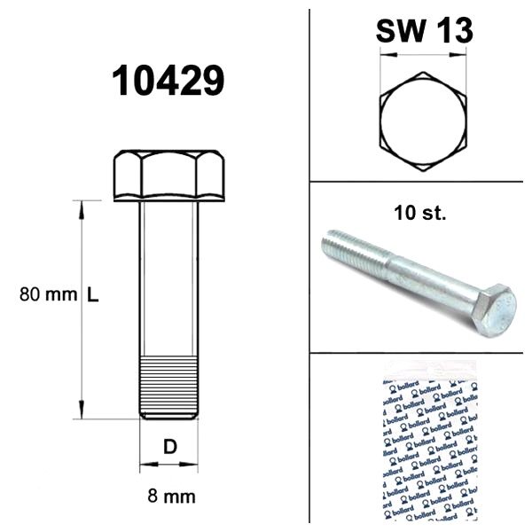Image of Schraube M8x80 verzinkt 8,8 (x10)