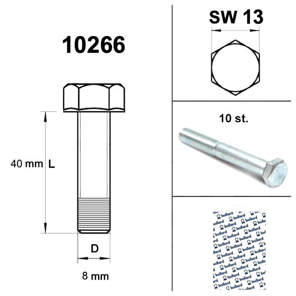 Image of Schraube M8x40 verzinkt 8,8 (x10)