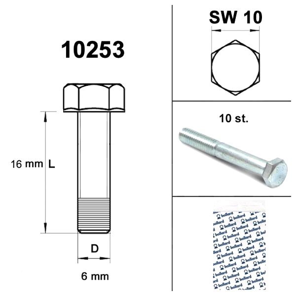 Image of Schraube M6x16 verzinkt 8,8 (x10)