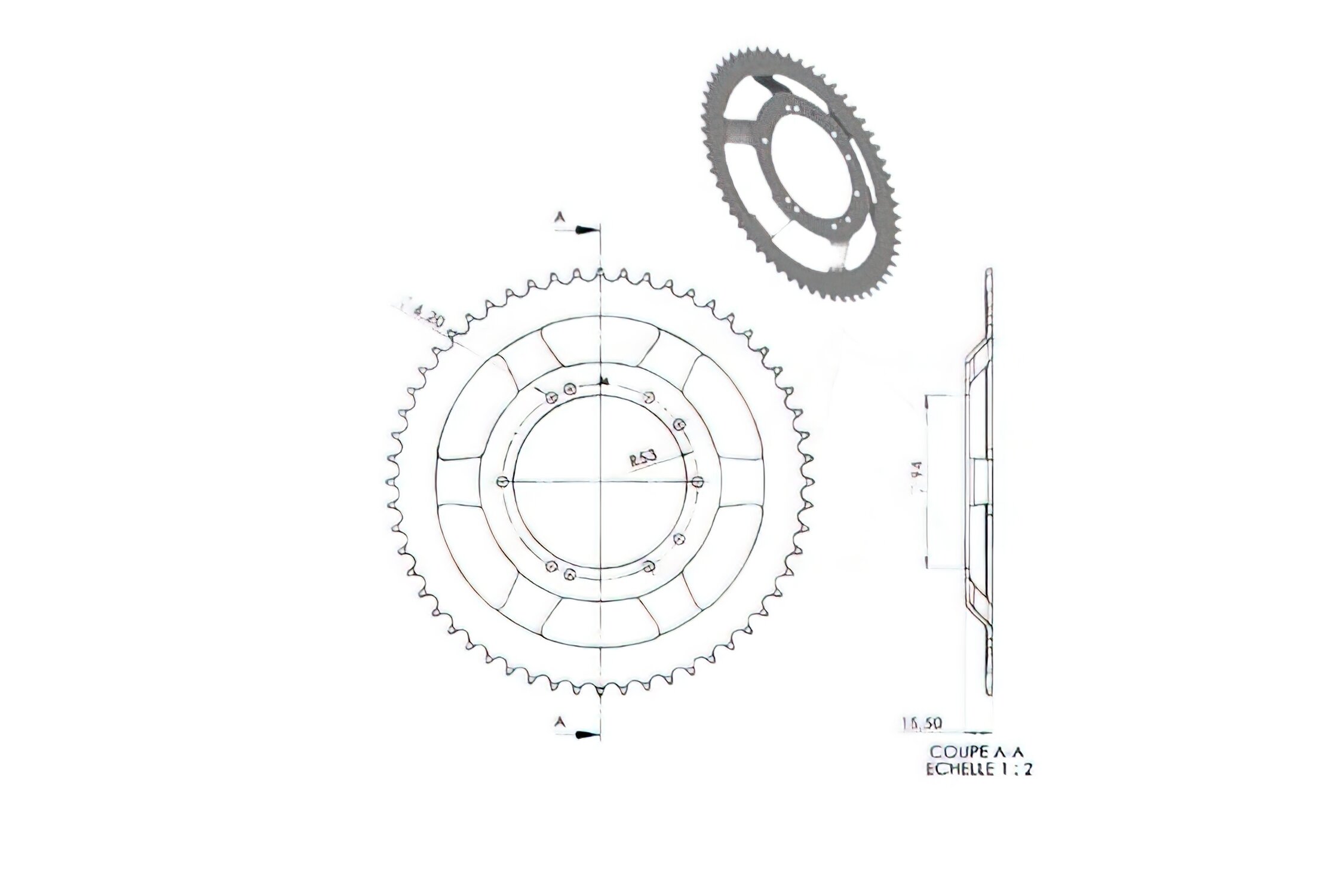 Image of Kettenrad BTS Stahl 56 Zähne 94mm Peugeot 103 SP / MVL