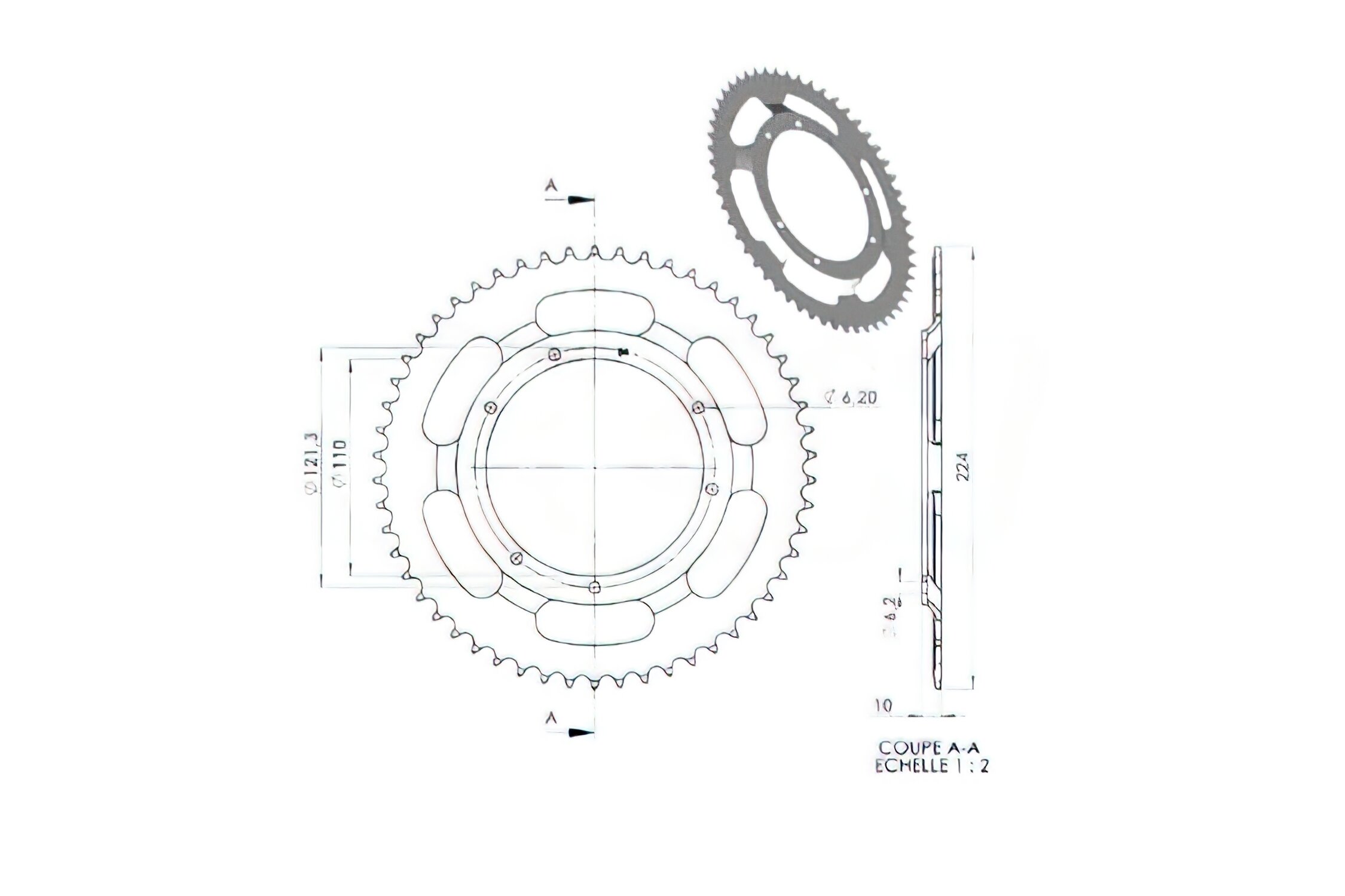 Image of Kettenrad 54 Zähne MBK 68 / 88 / 89 (Durchmesser 110mm)
