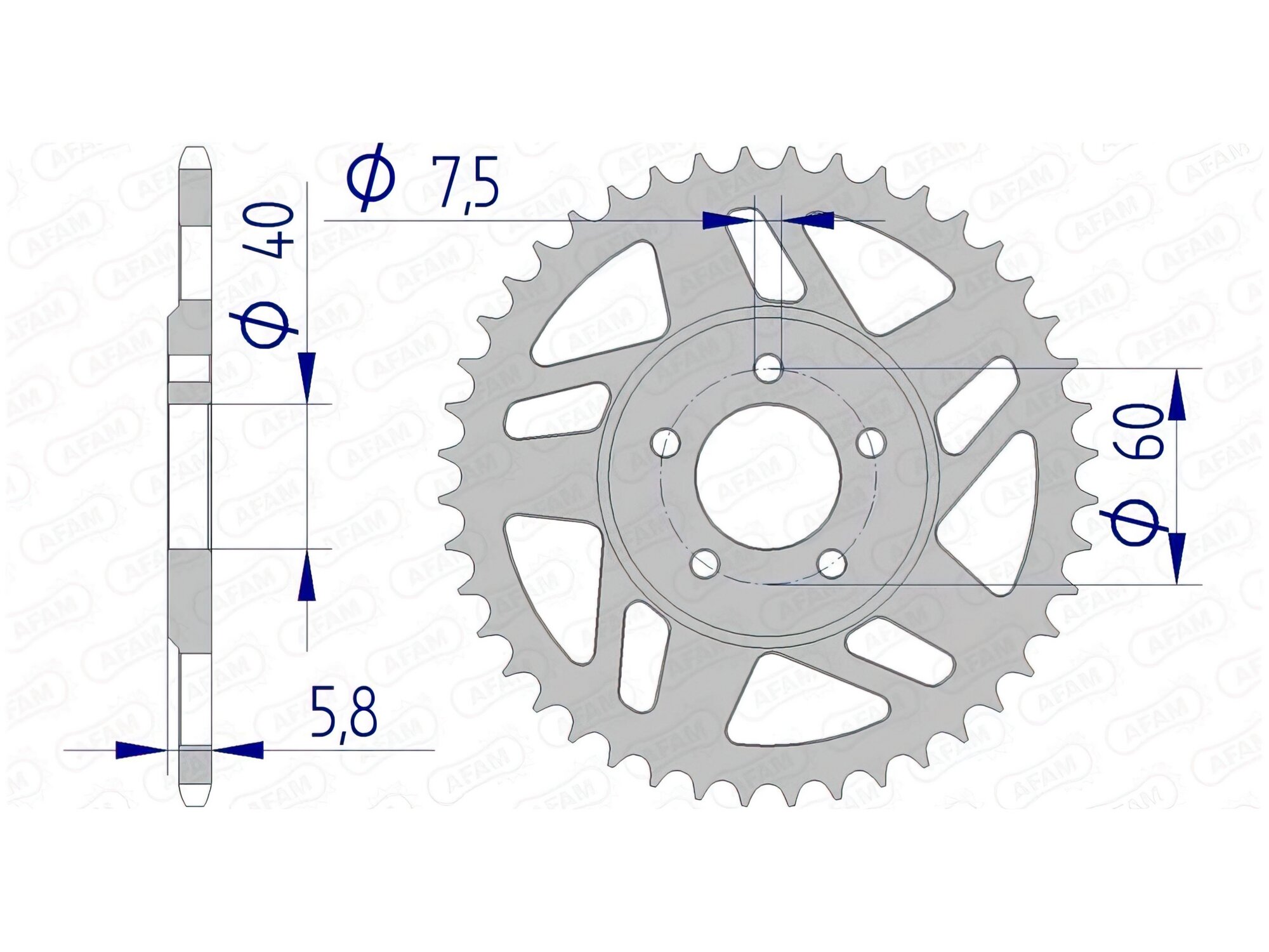 Image of Kettenrad Afam 415 Alu 44 Zähne KTM 50