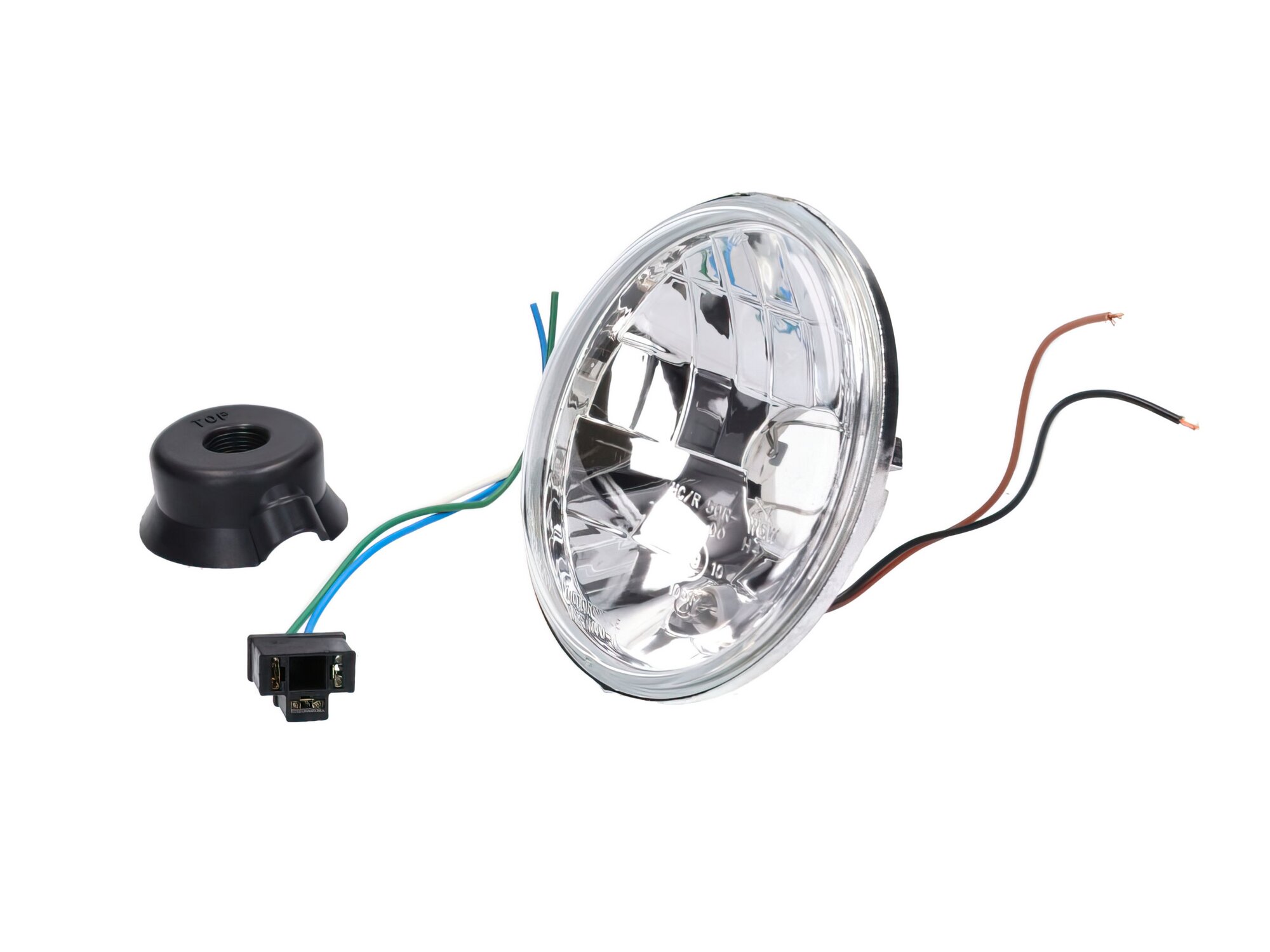 Image of Scheinwerfer rund Klarglas 12V H4 / HS1 Halogen mit Standlicht Simson S51