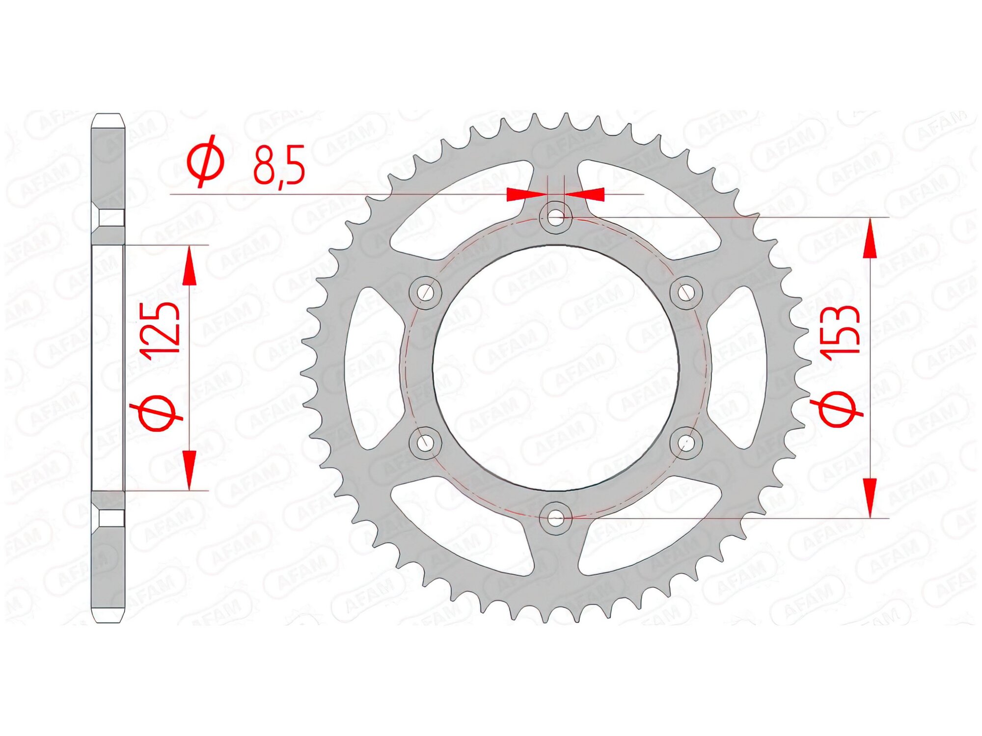 Image of Kettenrad Afam Stahl 43 Zähne Honda CR / CRF / XR