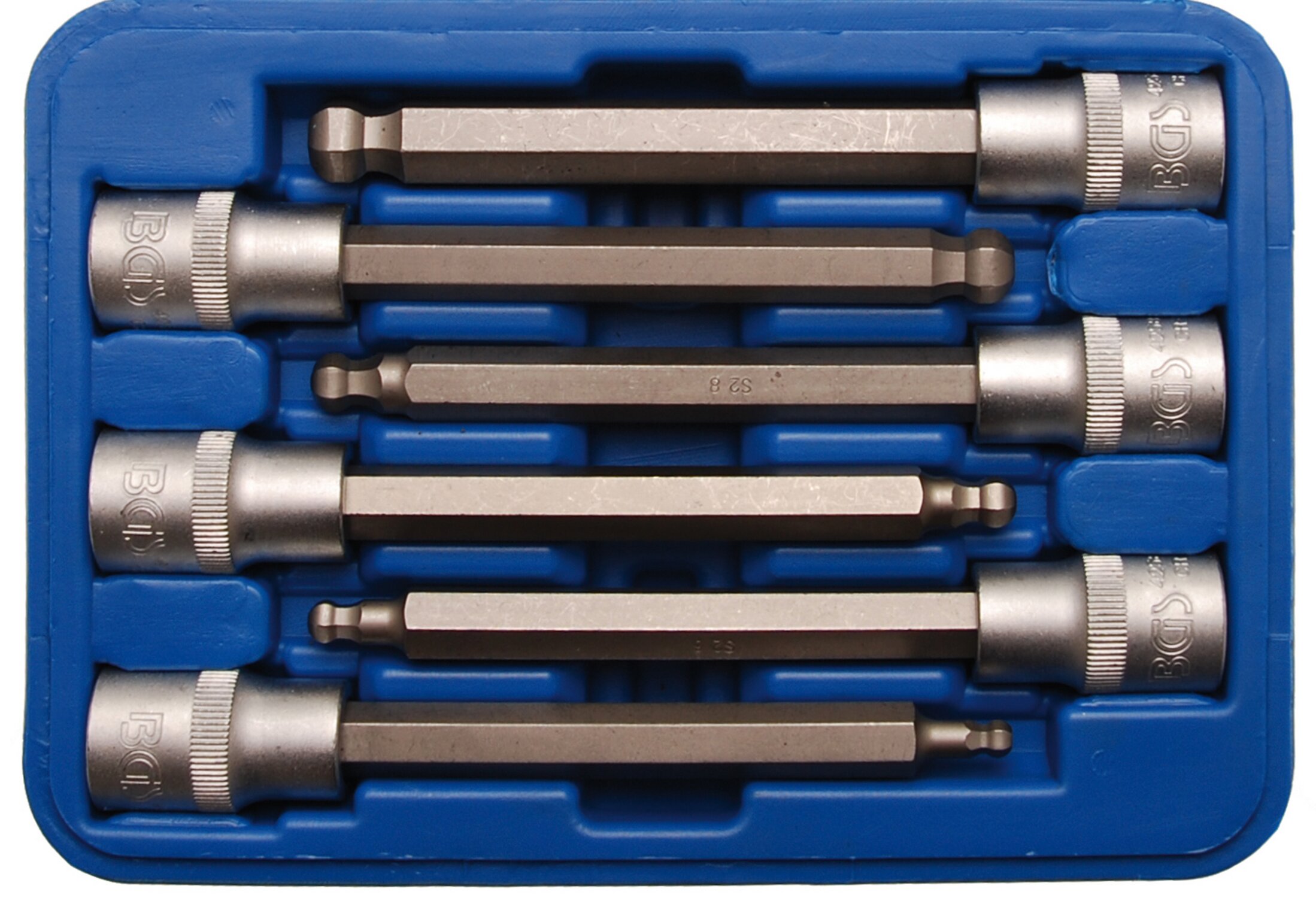 Image of Bit-Set BGS Antrieb Innenvierkant 12,5 mm (1/2") Innensechskant mit Kugelkopf 5 - 12 mm 6 Stk.