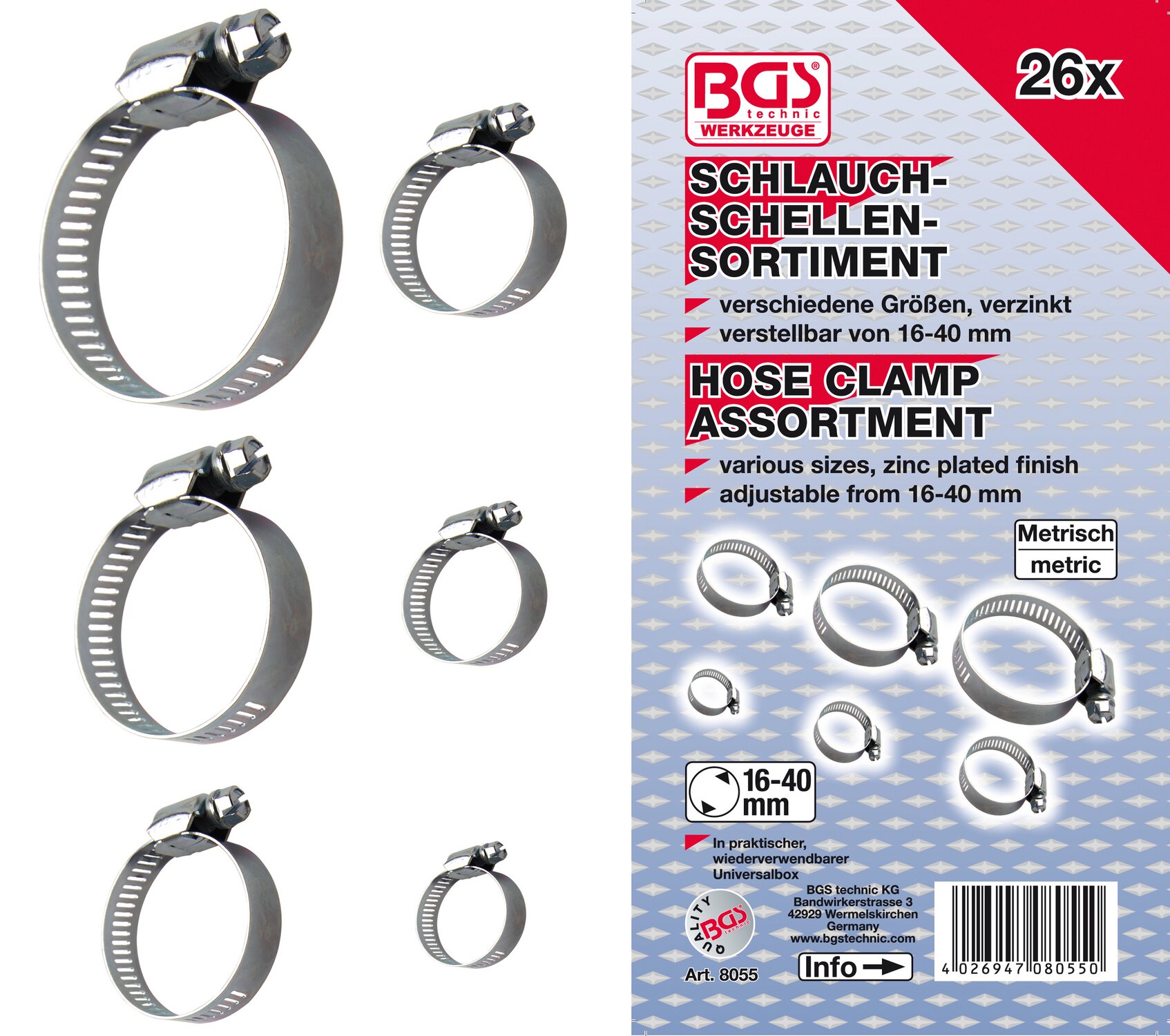 Image of Schlauchklemmen Satz BGS Ø 16 - 40 mm 28 Stk.
