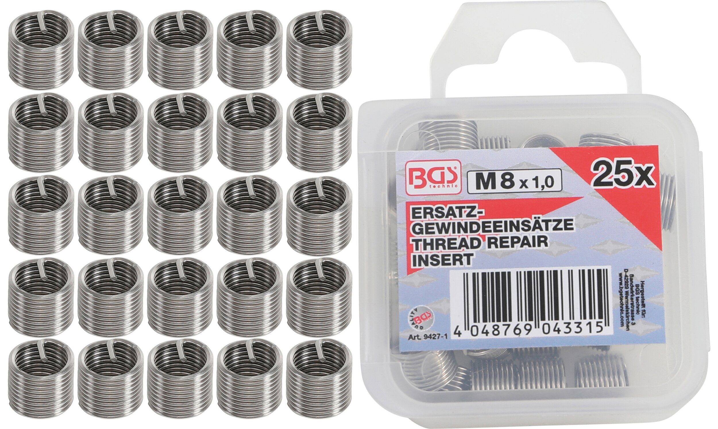 Image of Gewindeeinsätze BGS M8 x 1,0 mm 25 Stk.