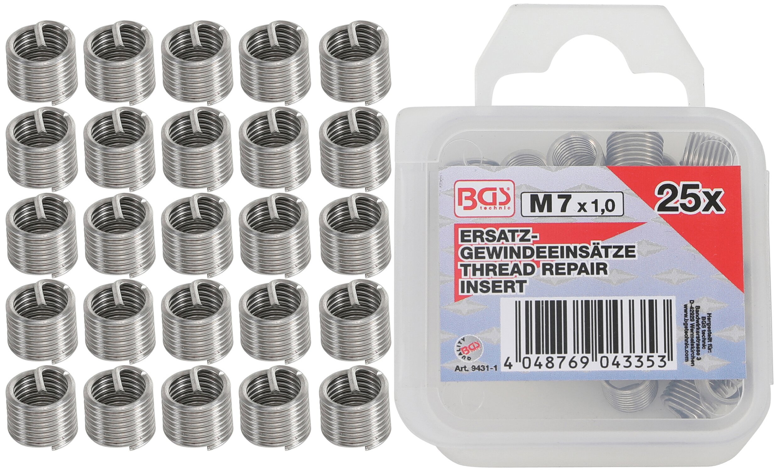 Image of Gewindeeinsätze BGS M7 x 1,0 mm 25 Stk.