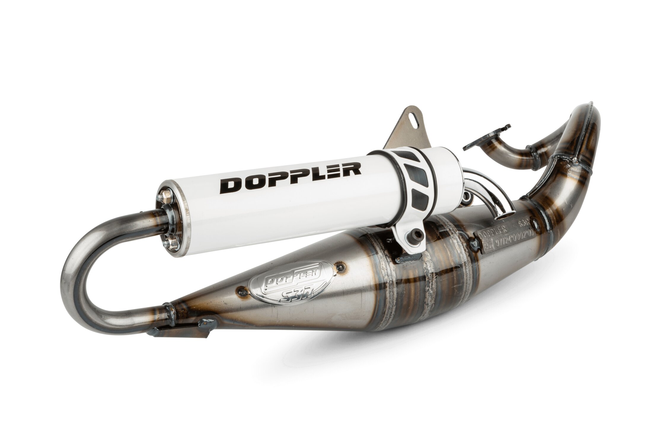 Image of Auspuff Doppler S3R Evolution, weiß, Minarelli liegend