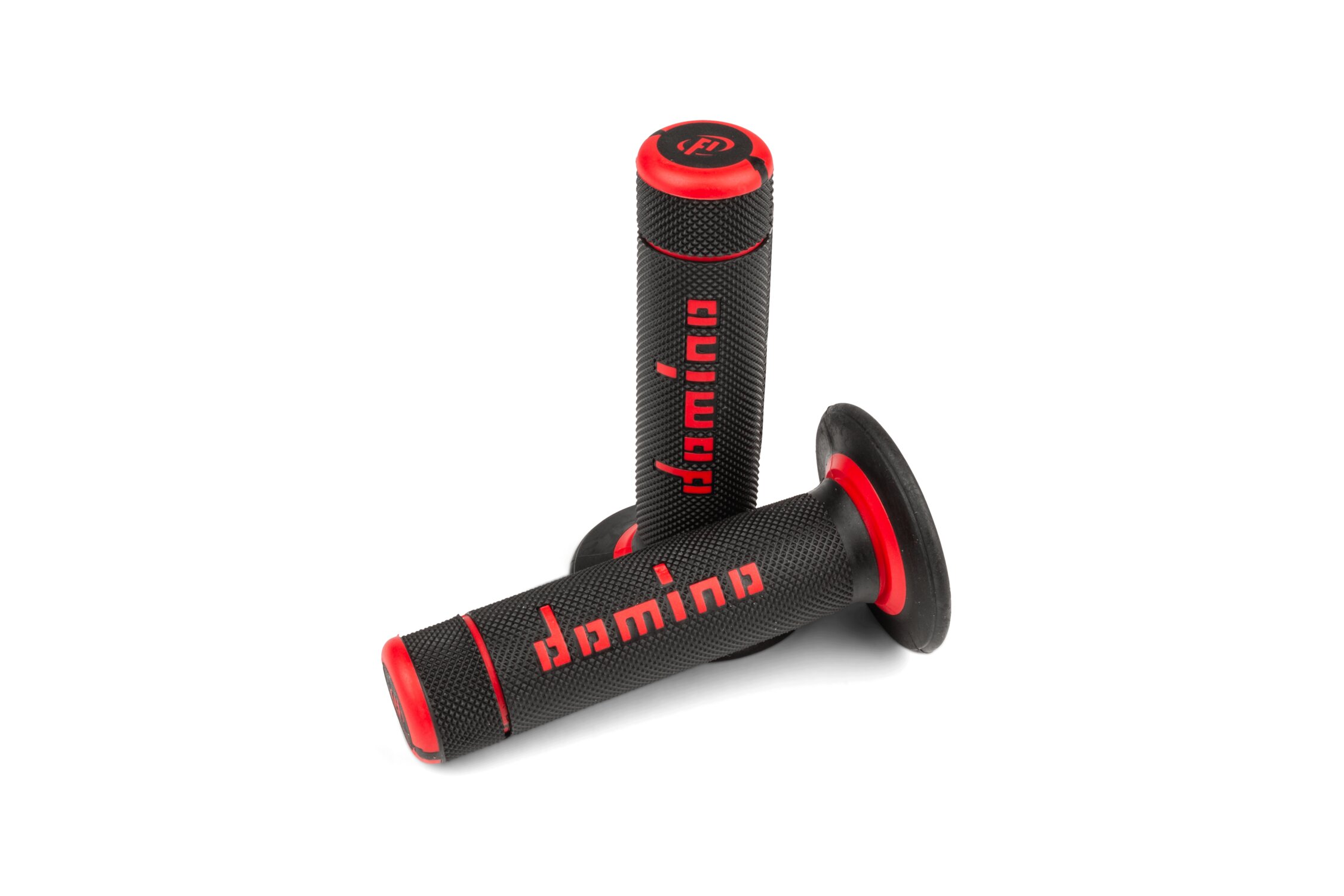 Image of Lenkergriffe Domino A020 2-Komponenten schwarz / rot