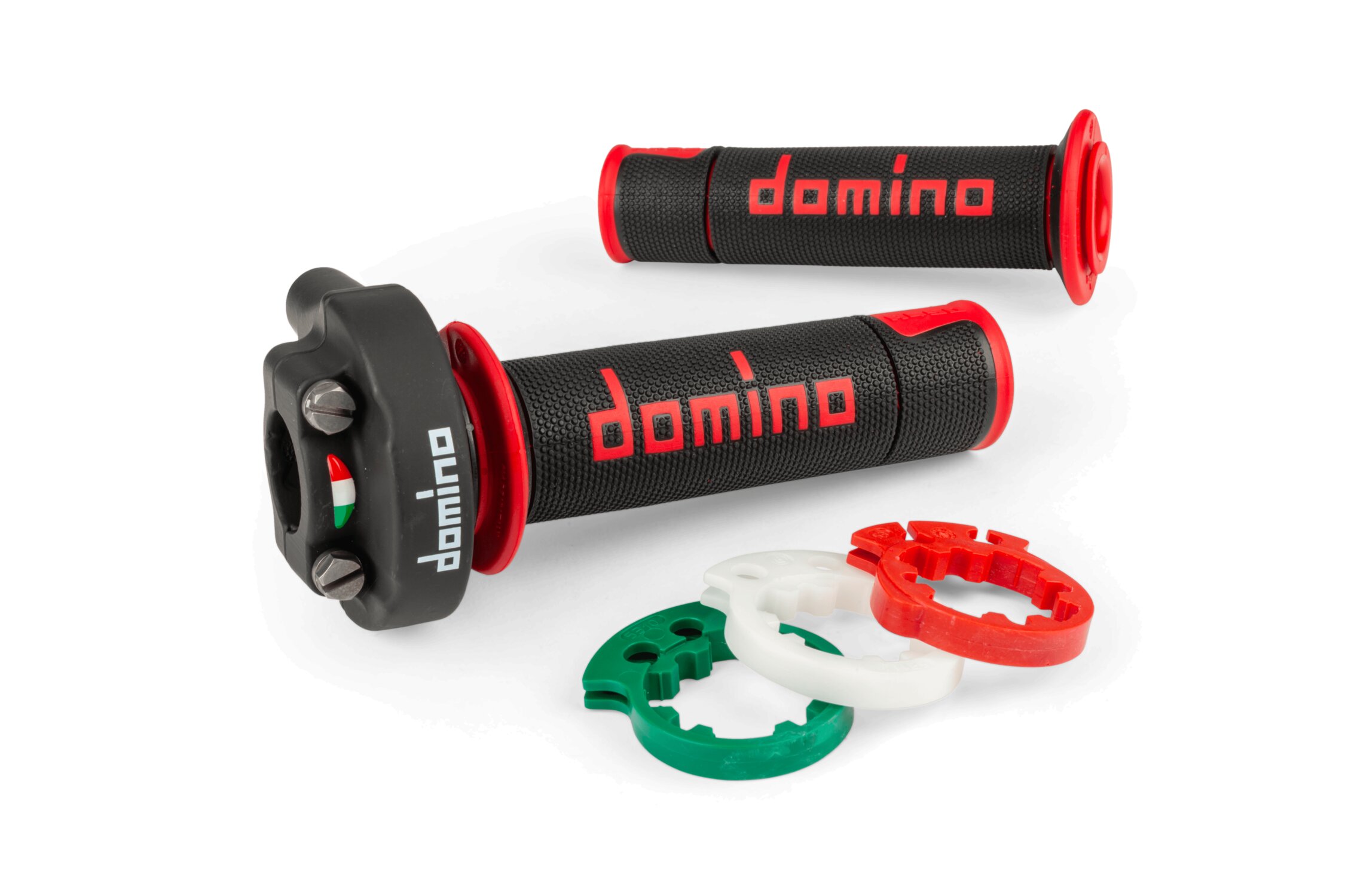 Image of Gasgriff 4T Domino XM2 mit Griffgummis Schwarz / Rot