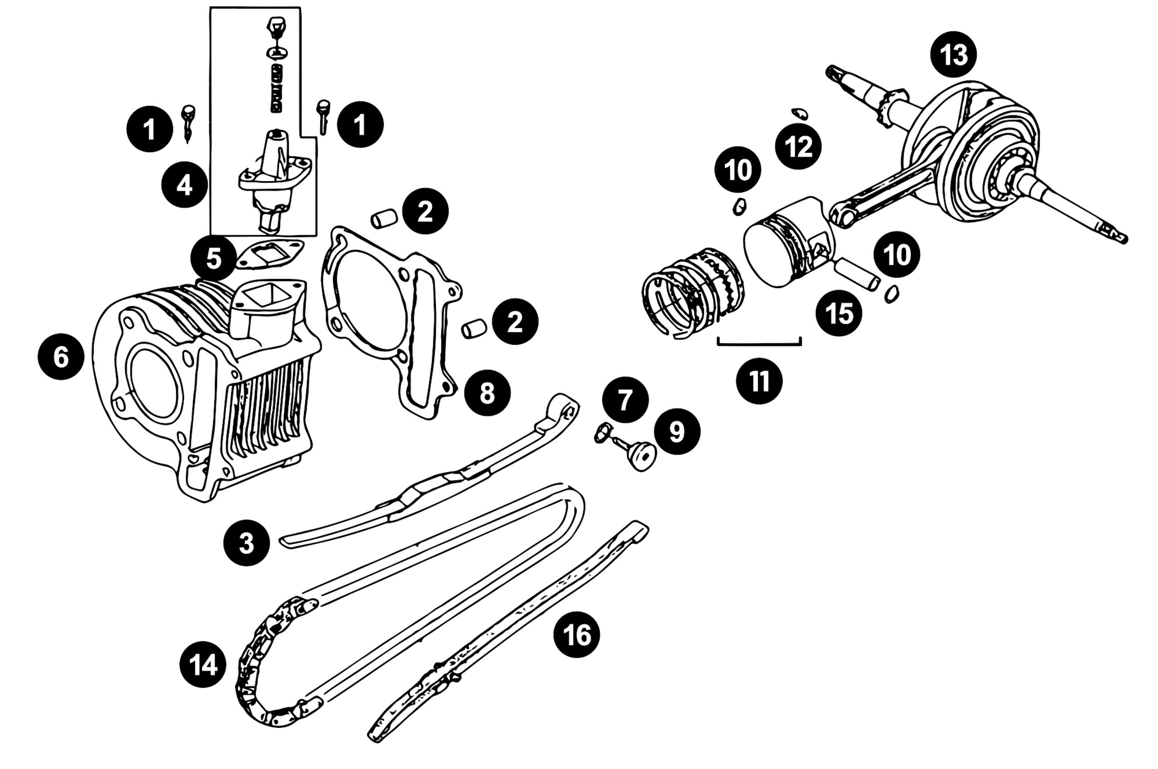 Image of Ersatzteile China 4T Kurbelwelle + Zylinder