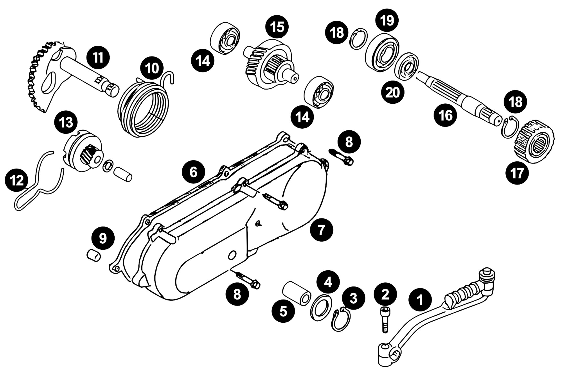 Image of Ersatzteile Minarelli 4T Kickstarter + Getriebe2