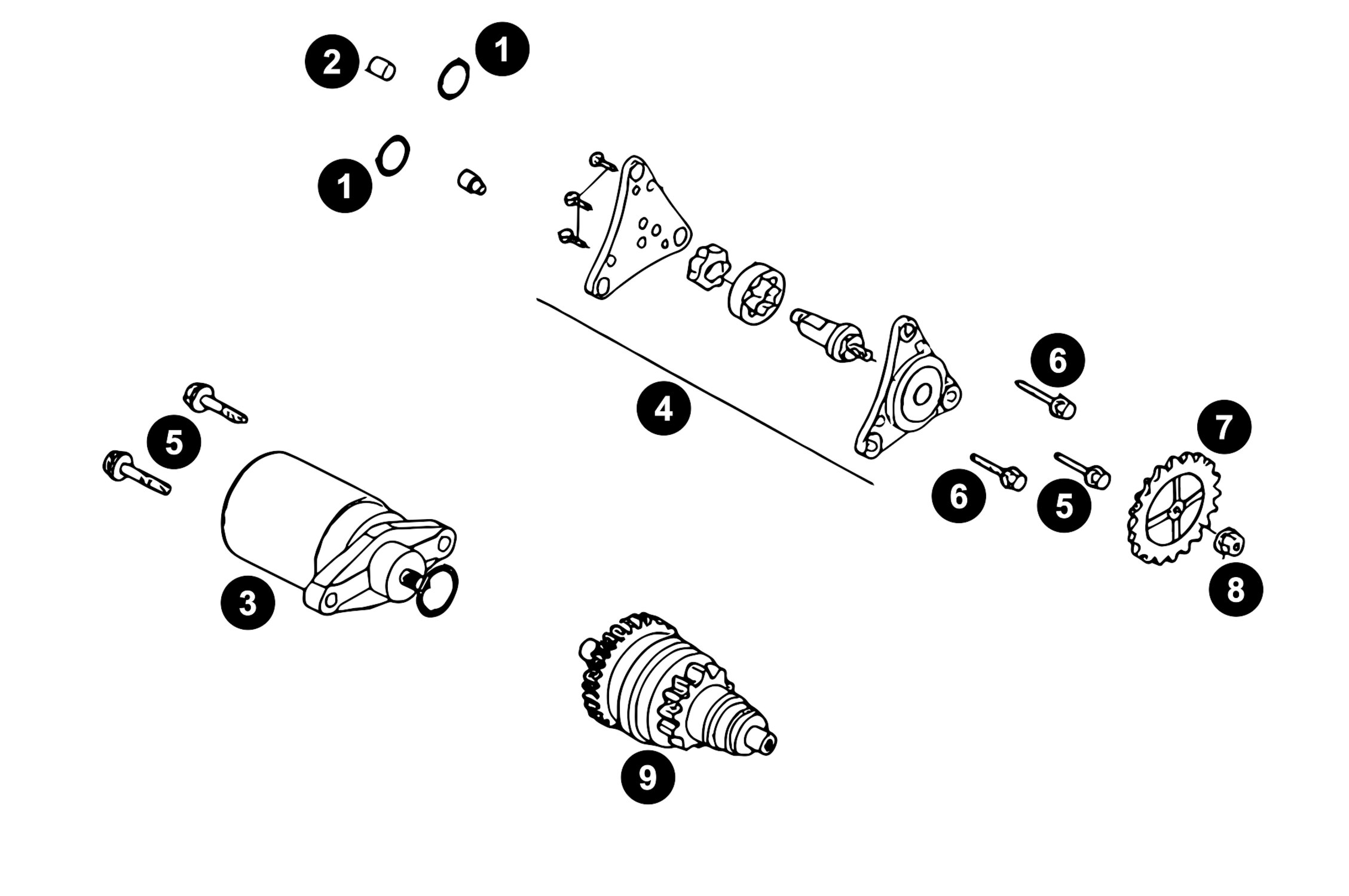 Image of Ersatzteile Peugeot 4T (DJANGO ab 2018) E-Starter + Ölpumpe