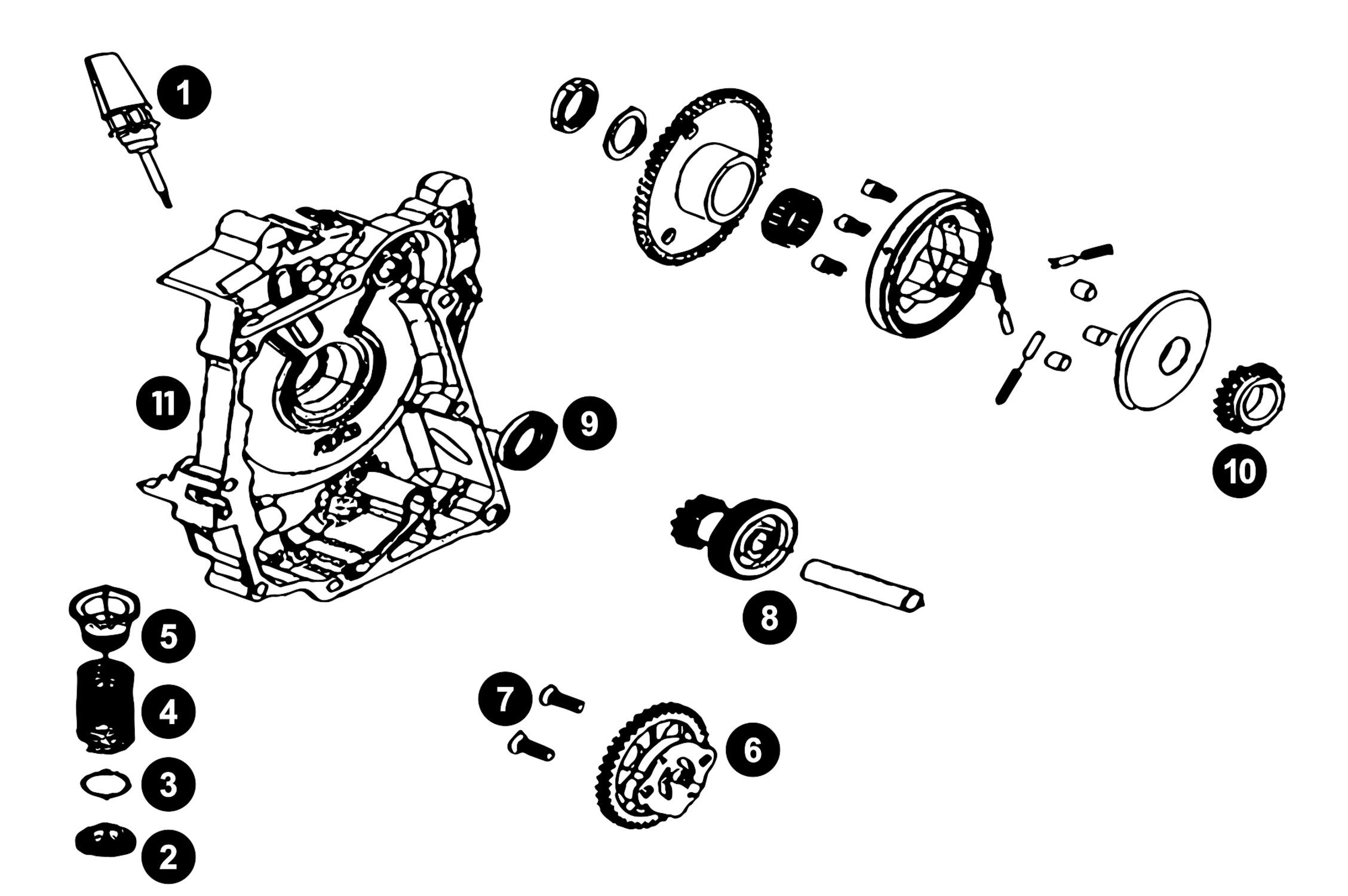 Image of Ersatzteile Peugeot 4T (SYM) Gehäuse rechts + Ölpumpe + Starterantrieb