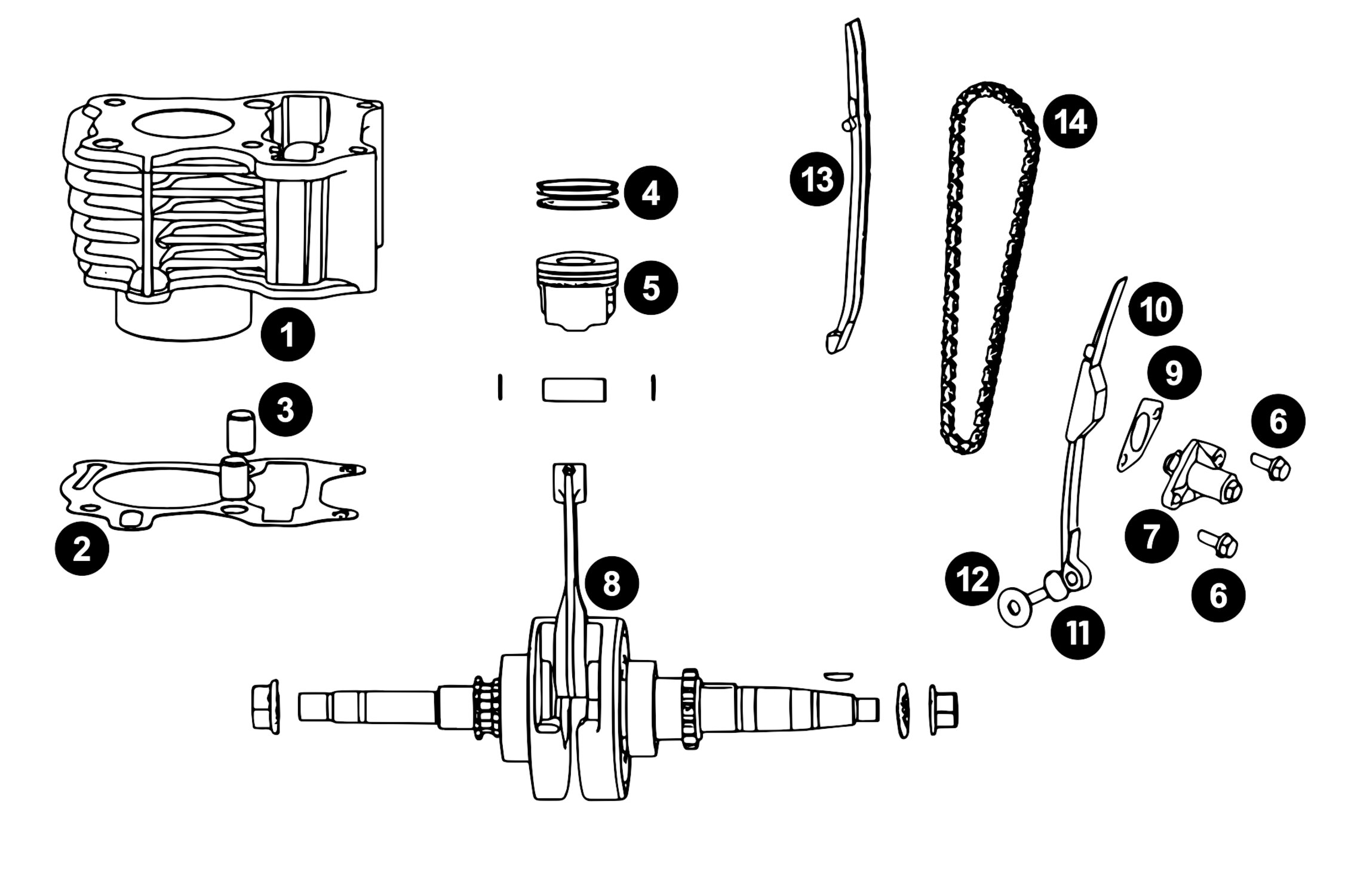 Image of Ersatzteile Peugeot 4T (SYM) Kurbelwelle und Zylinder