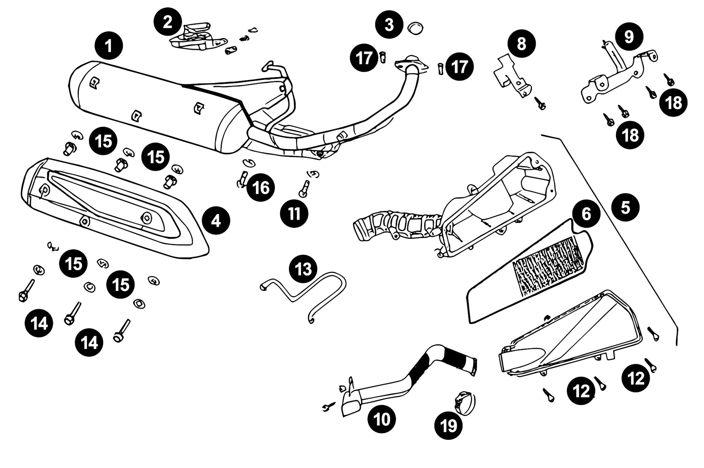 Image of Ersatzteile Peugeot 4T (SYM) Auspuff + Luftfilterkasten