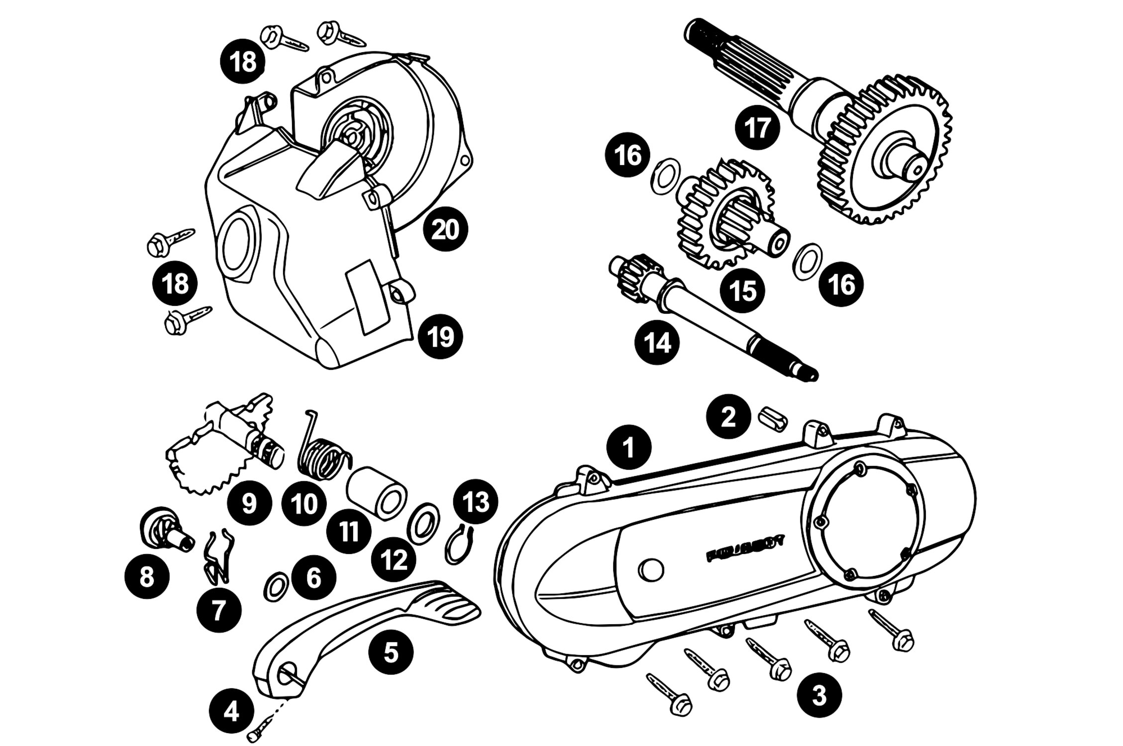 Image of Ersatzteile Peugeot horizontal Kickstarter + Getriebe + Abdeckungen