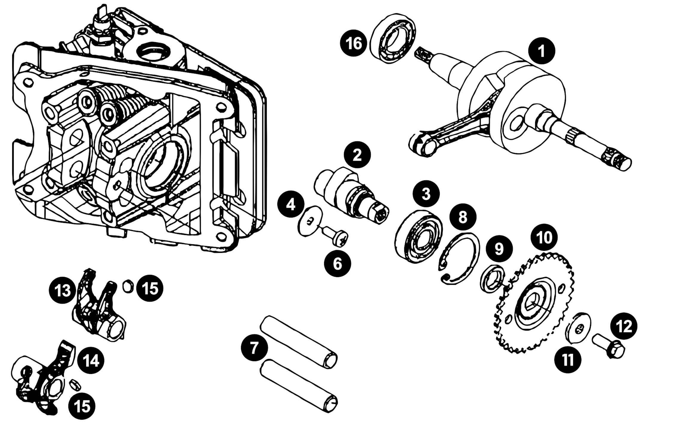 Image of Ersatzteile Piaggio 4T 4V Kurbelwelle + Nockenwelle