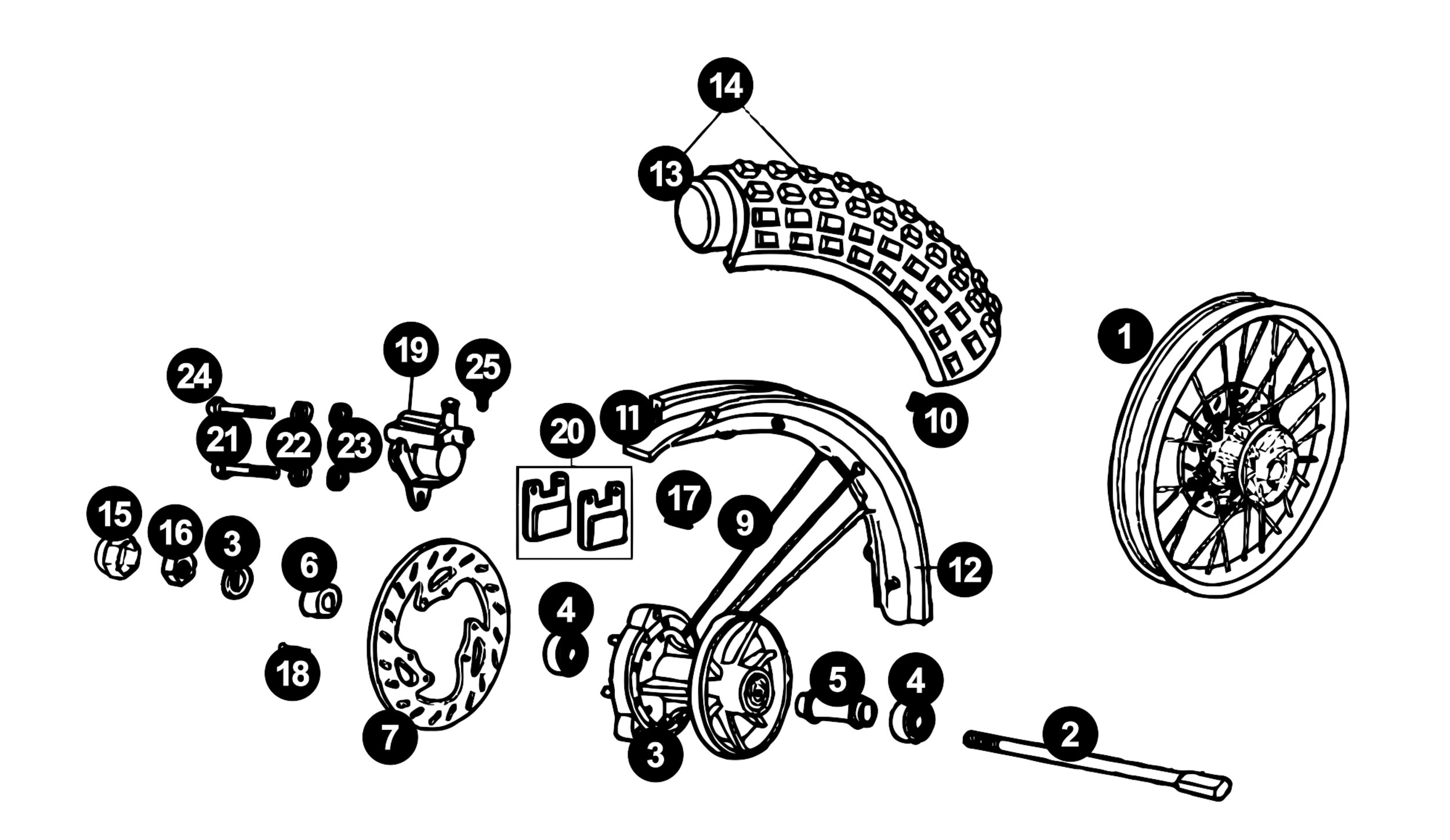 Image of Derbi Senda Ersatzteile Vorderrad 21" X-RACE / X-TREME