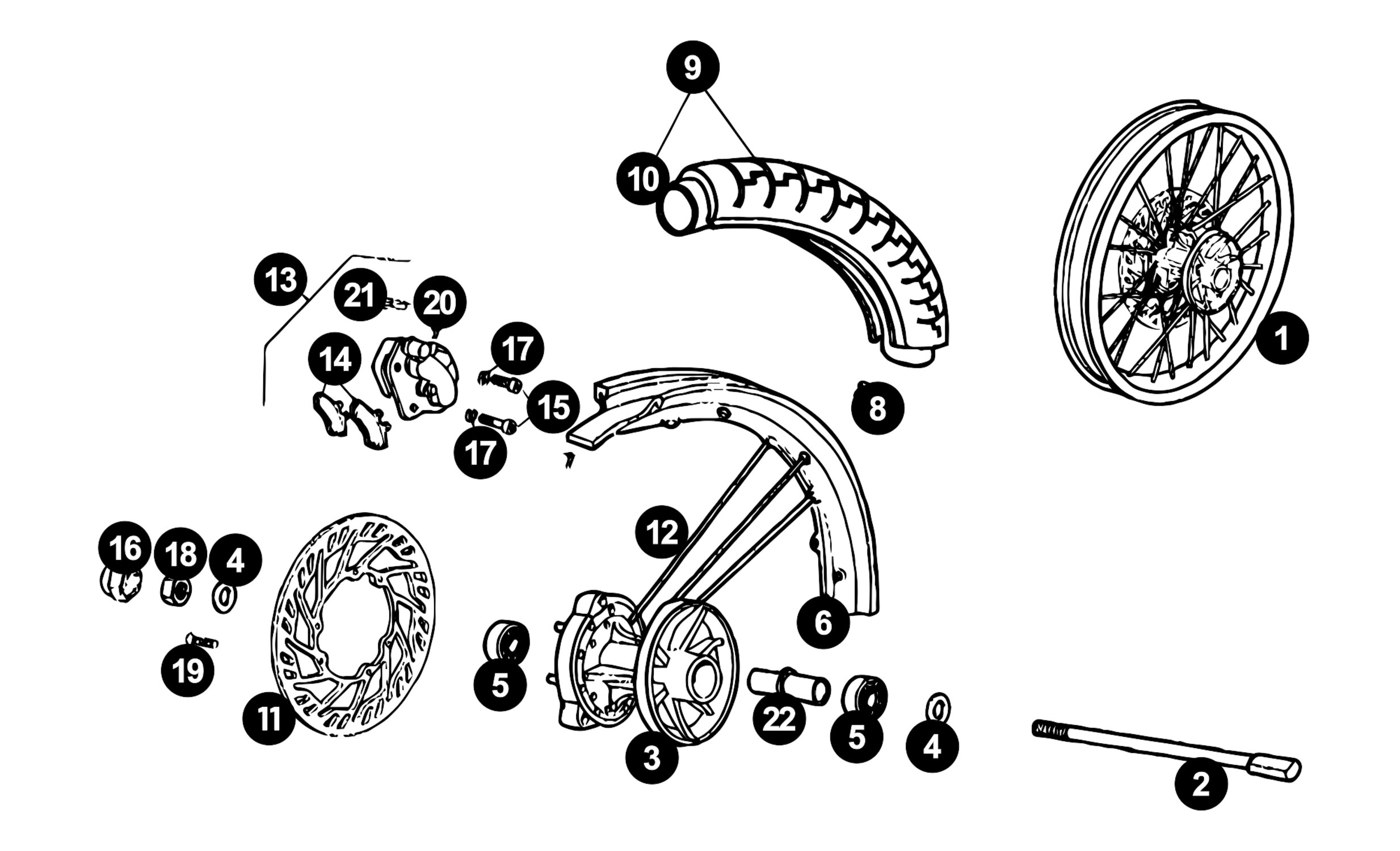 Image of Derbi Senda Ersatzteile Vorderrad 17" SM