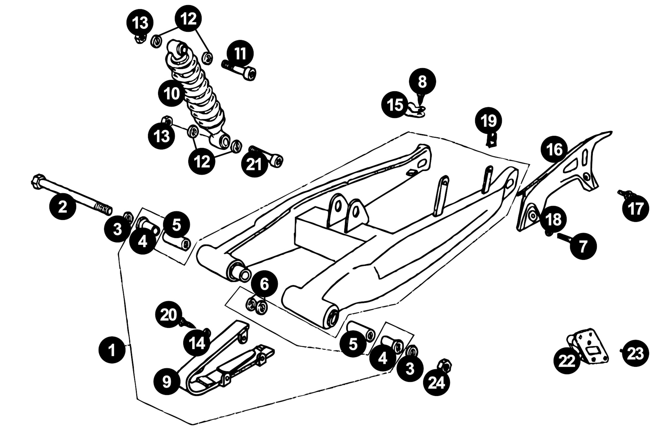 Image of Derbi Senda Ersatzteile Schwinge / Stossdämpfer X-RACE / X-TREME