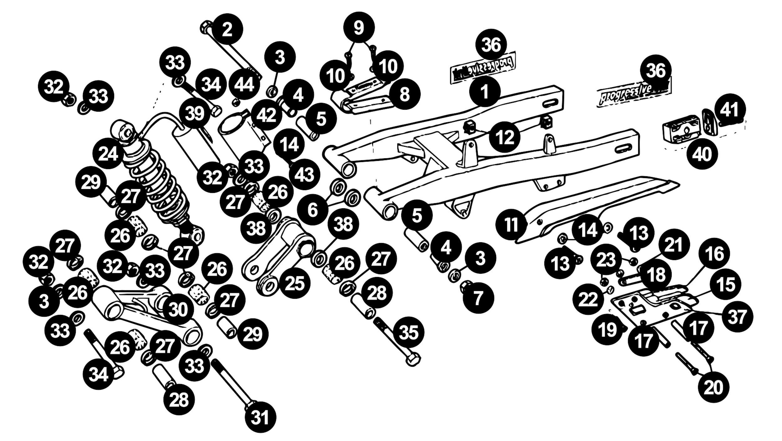 Image of Derbi Senda Ersatzteile Schwinge / Stossdämpfer Senda R / DRD 2002