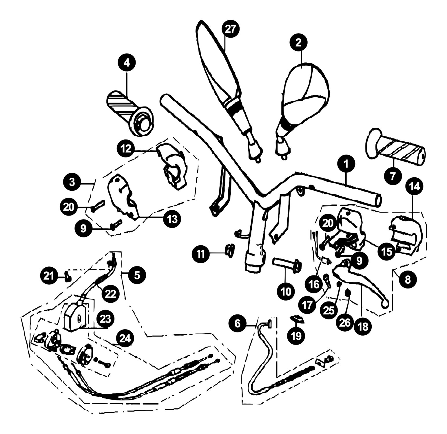 Image of Generic Ideo Ersatzteile Lenker / Spiegel / Seilzüge