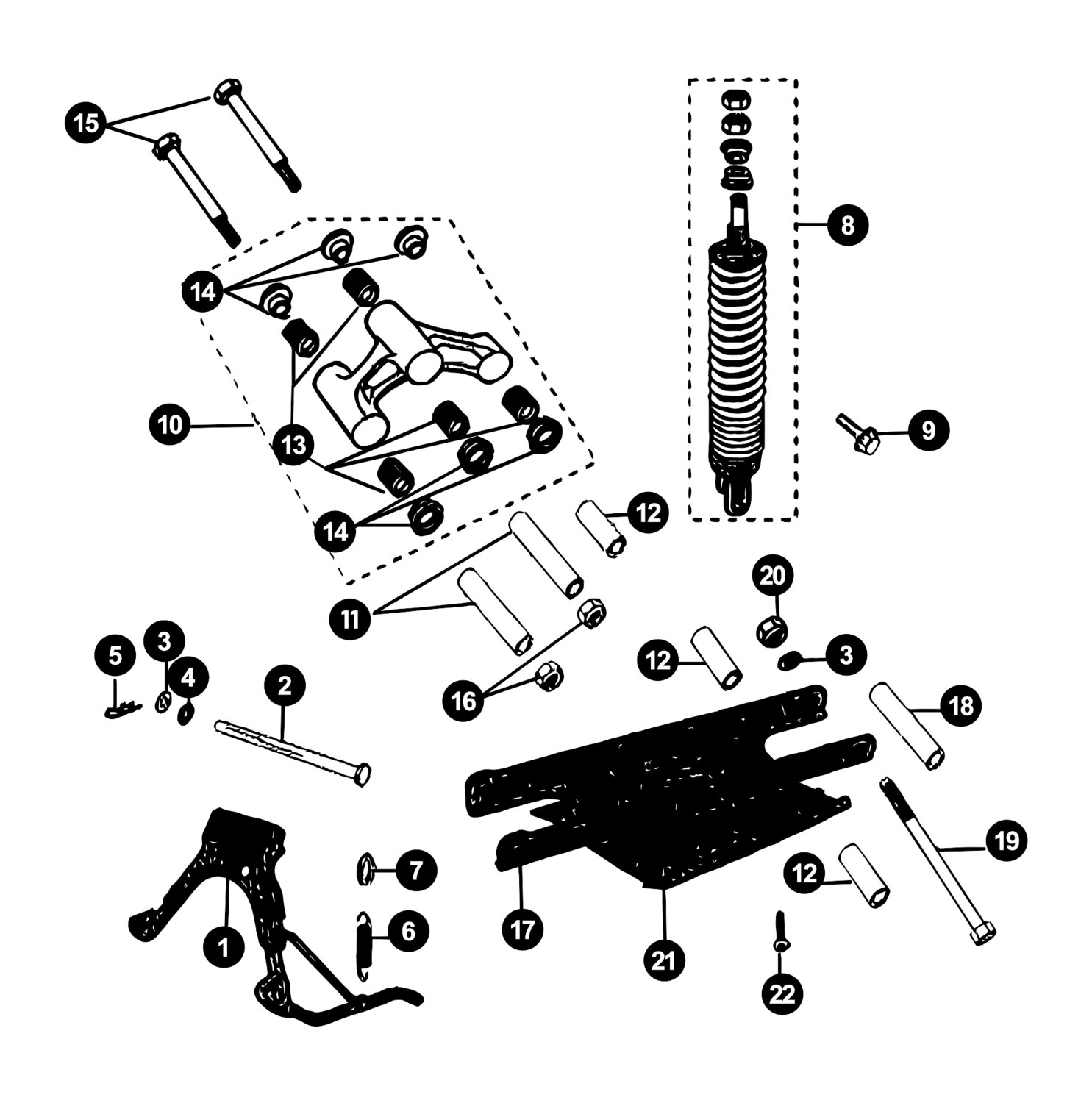 Image of Peugeot Jetforce Ersatzteile Hauptständer / Stossdämpfer