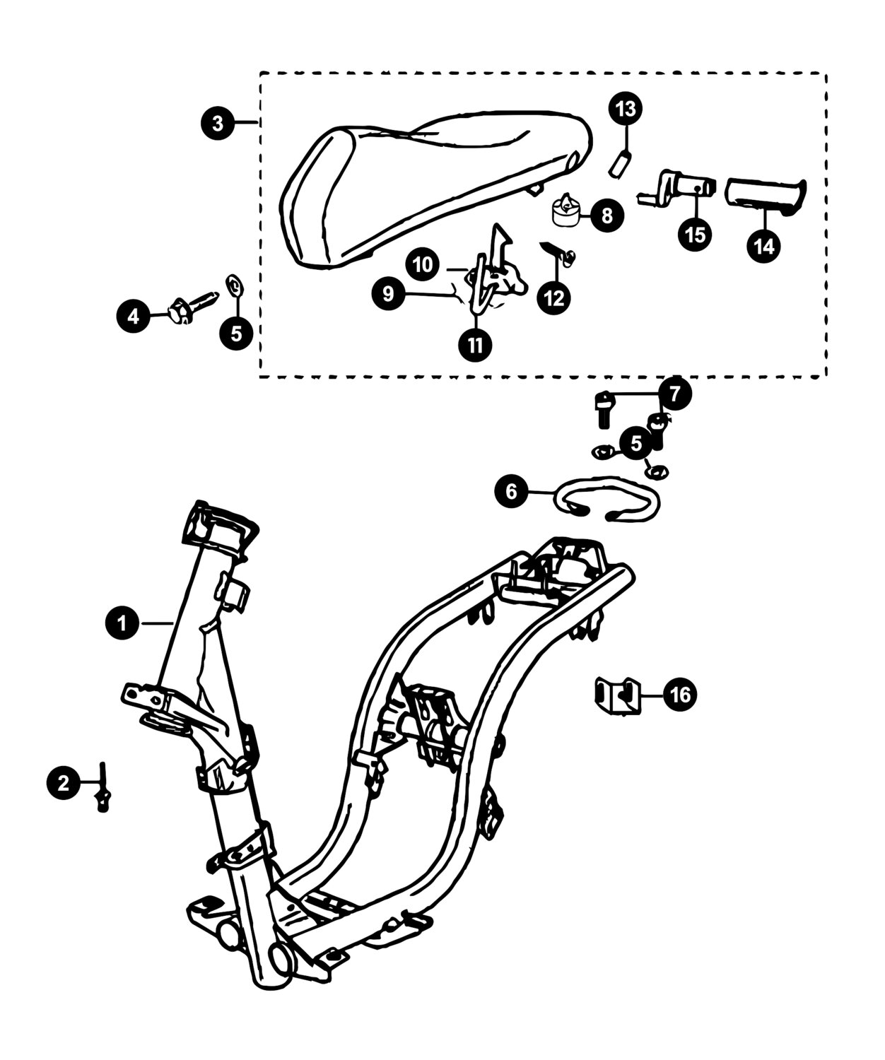 Image of Peugeot Ludix One Ersatzteile Rahmen / Sitzbank