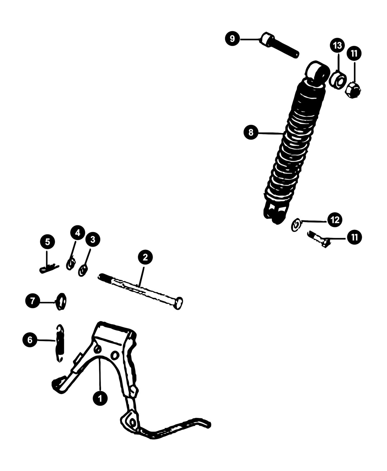 Image of Peugeot Ludix One Ersatzteile Hauptständer / Stossdämpfer