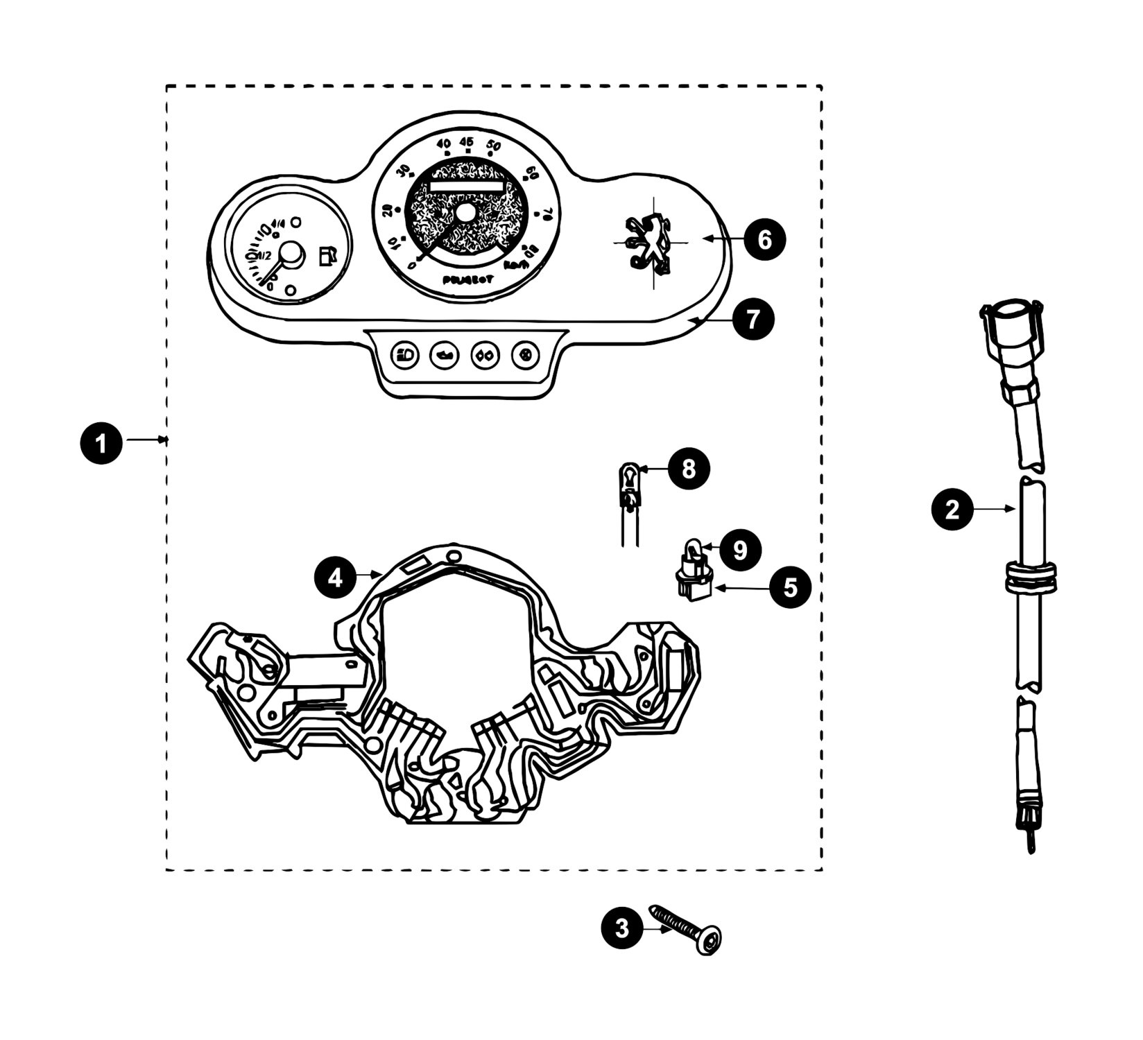 Image of Peugeot Speedfight 2 Ersatzteile Tacho / Tachowelle