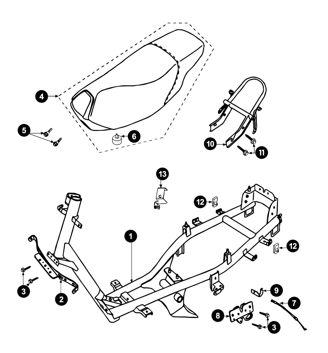 Image of Peugeot Speedfight 2 Ersatzteile Rahmen / Sitzbank