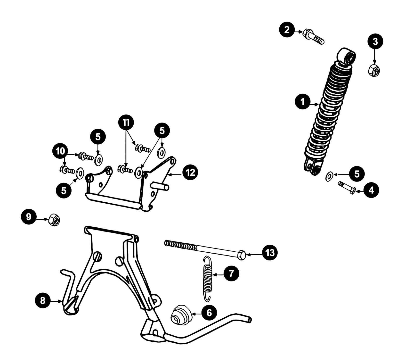 Image of Peugeot Speedfight 2 Ersatzteile Hauptständer / Stossdämpfer