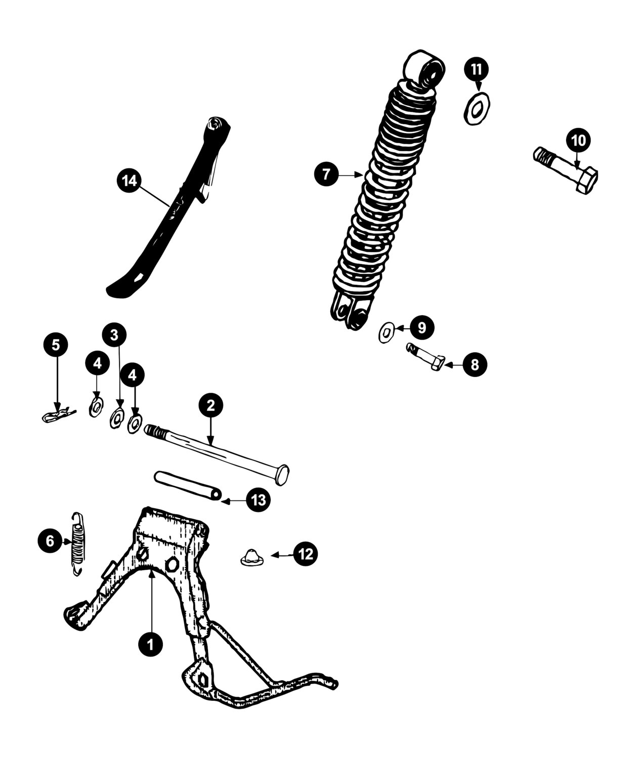 Image of Peugeot Speedfight 3 Ersatzteile Hauptständer / Stossdämpfer