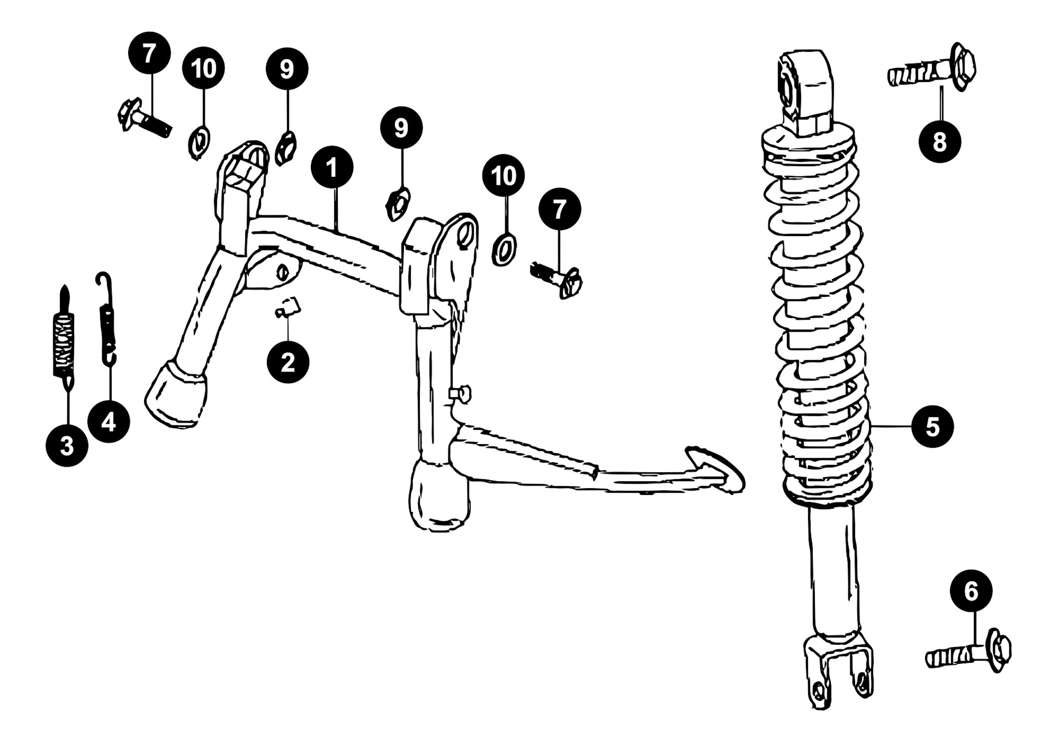 Image of Peugeot V-Clic 4T Ersatzteile Hauptständer / Stossdämpfer