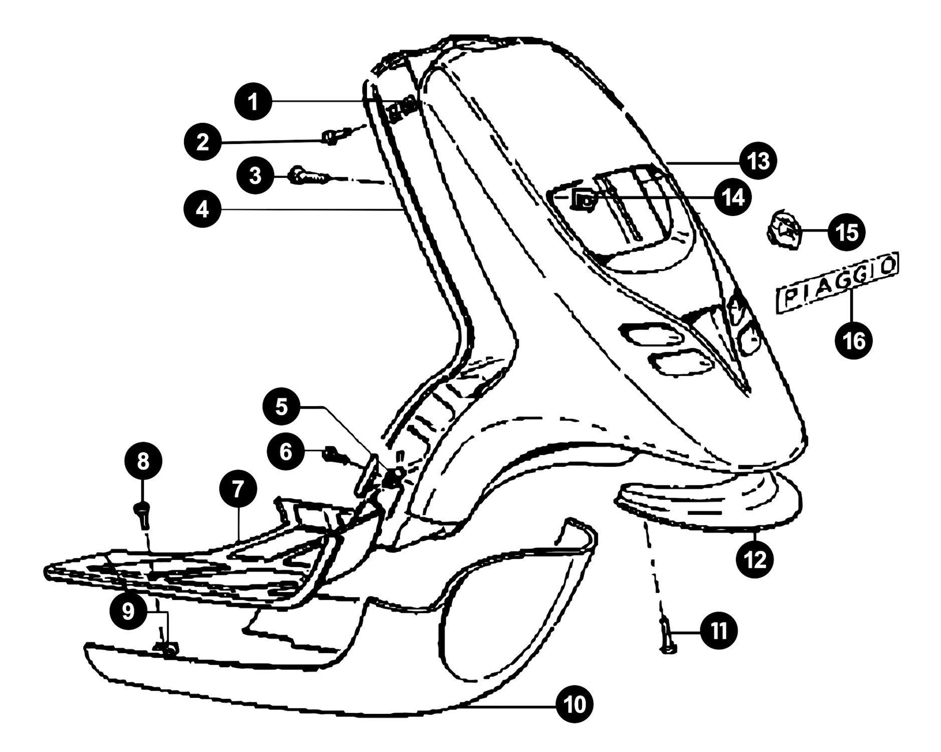 Image of Piaggio Typhoon bis '11 Ersatzteile Frontverkleidung / Unterboden