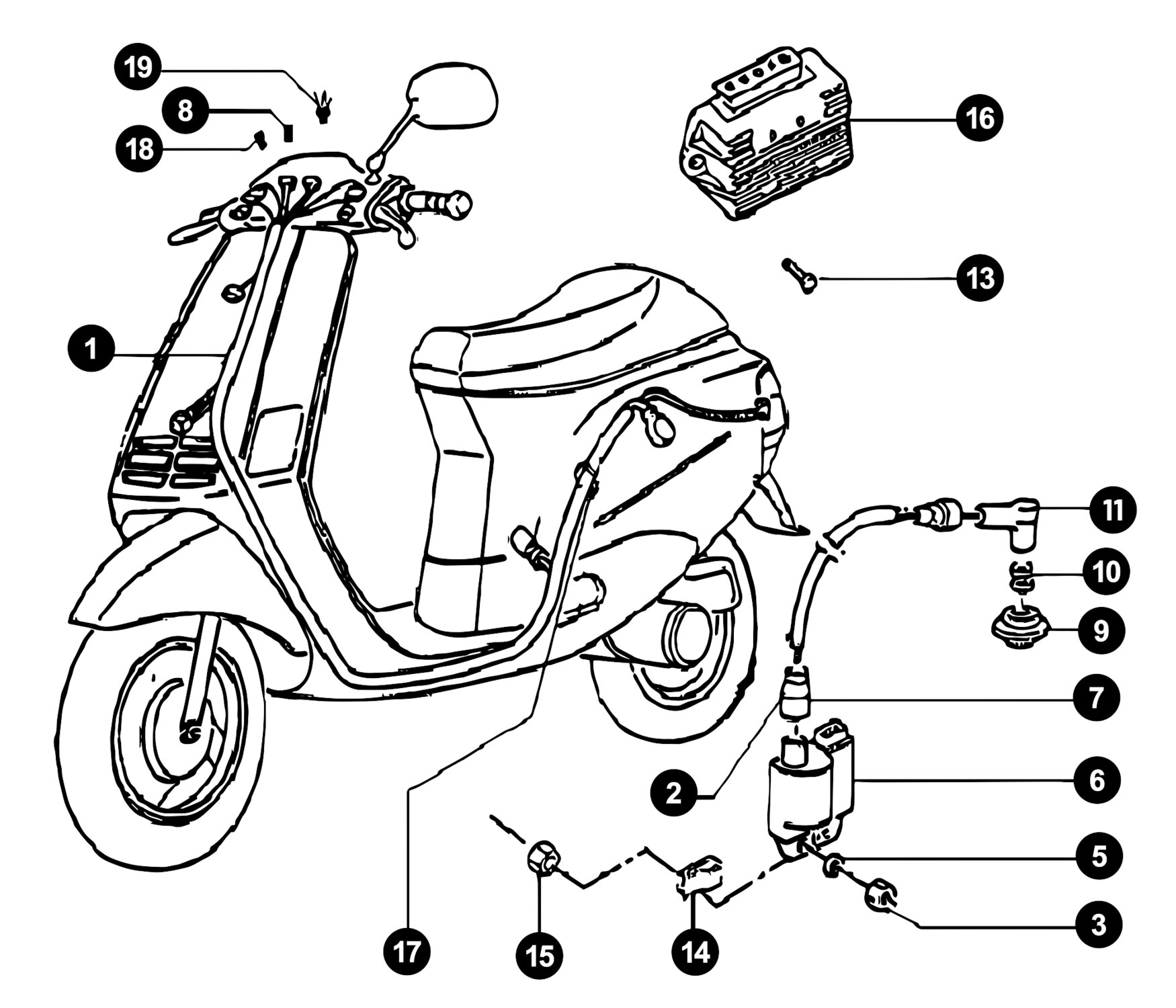 Image of Piaggio Zip 2 Ersatzteile Kabelbaum / Spannungsregler / CDI 2-Takt