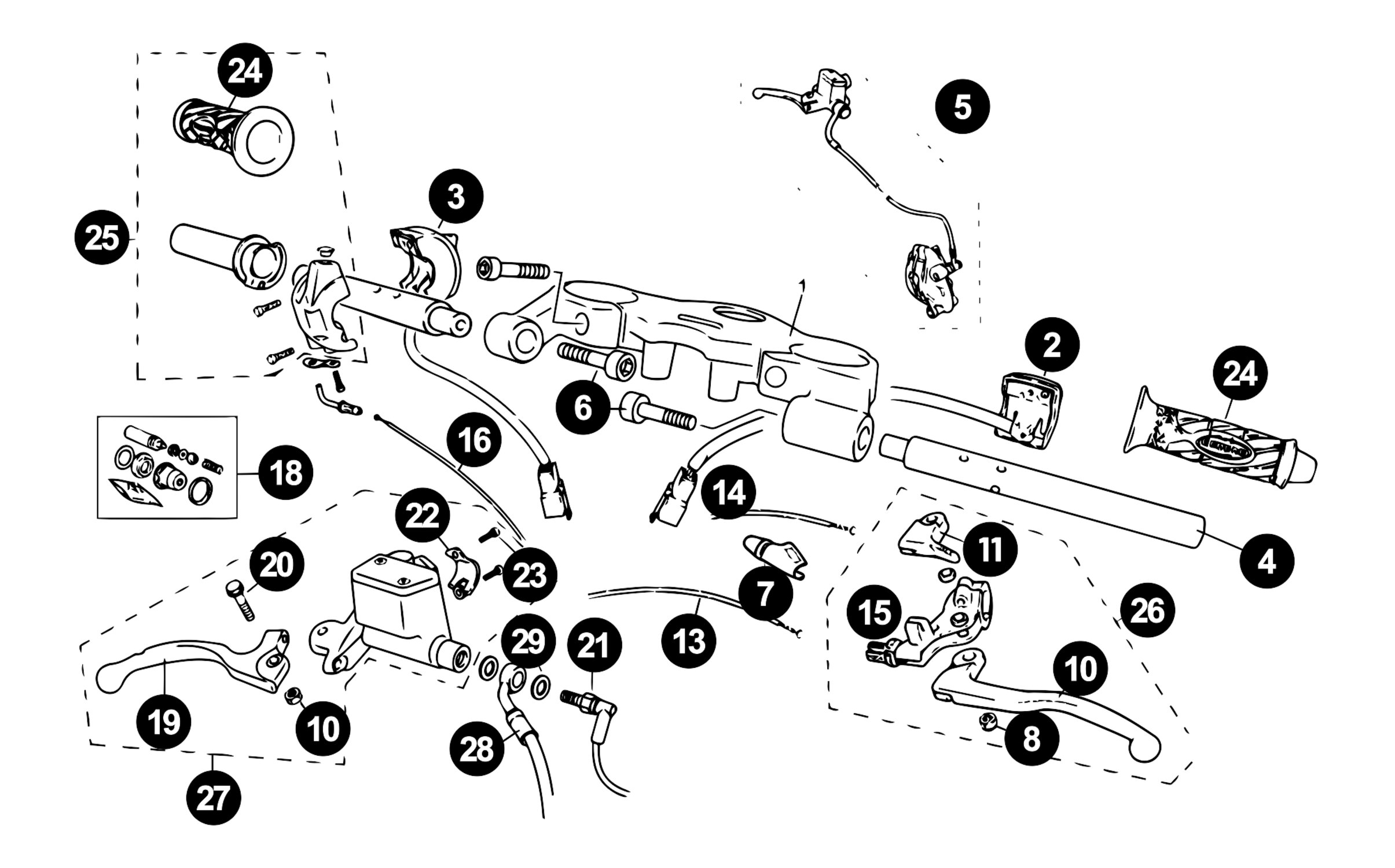 Image of Rieju RS3 Ersatzteile Lenker / Seilzüge / Bremse Euro 4