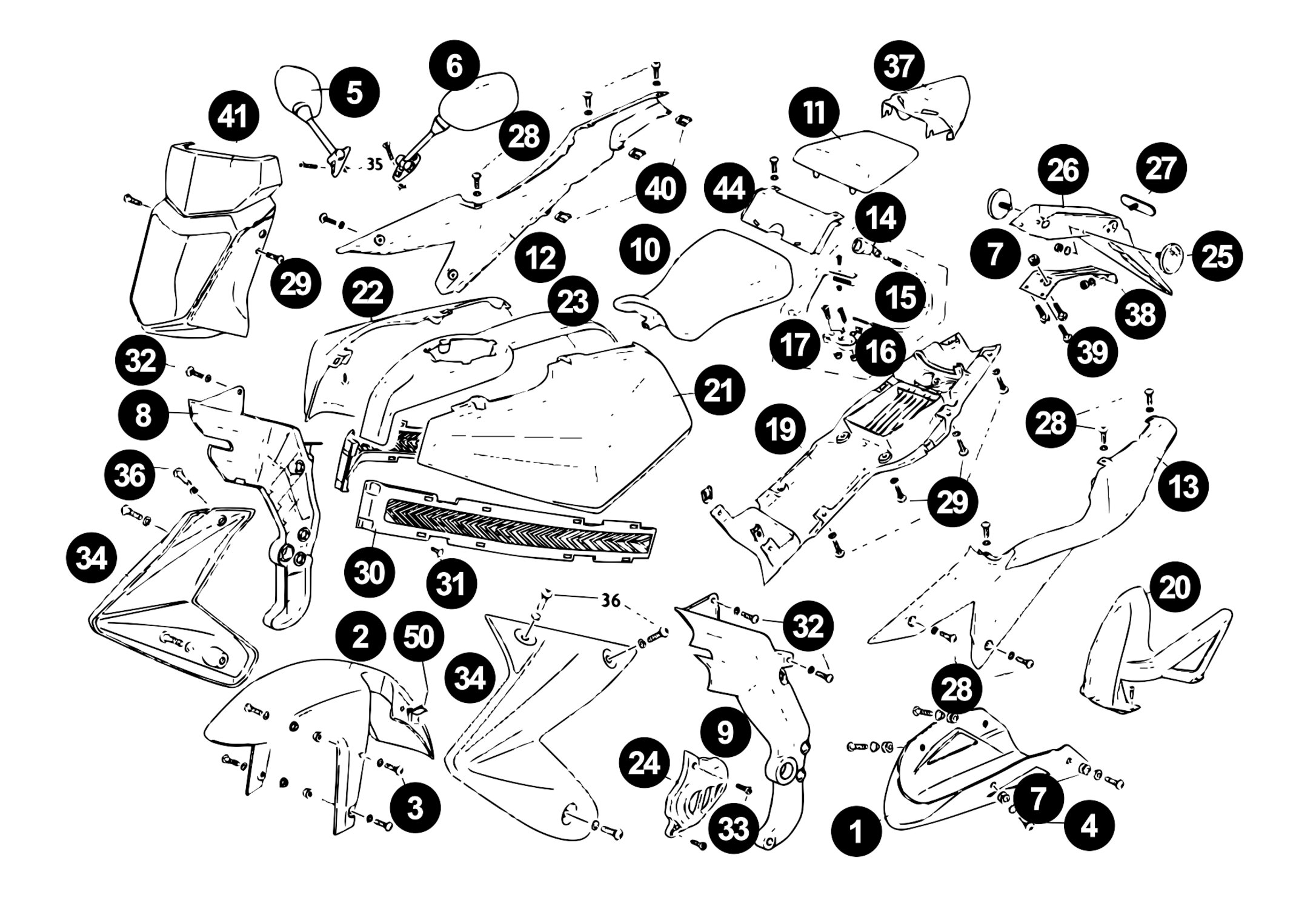 Image of Rieju RS3 Ersatzteile Verkleidung Euro 4 Naked