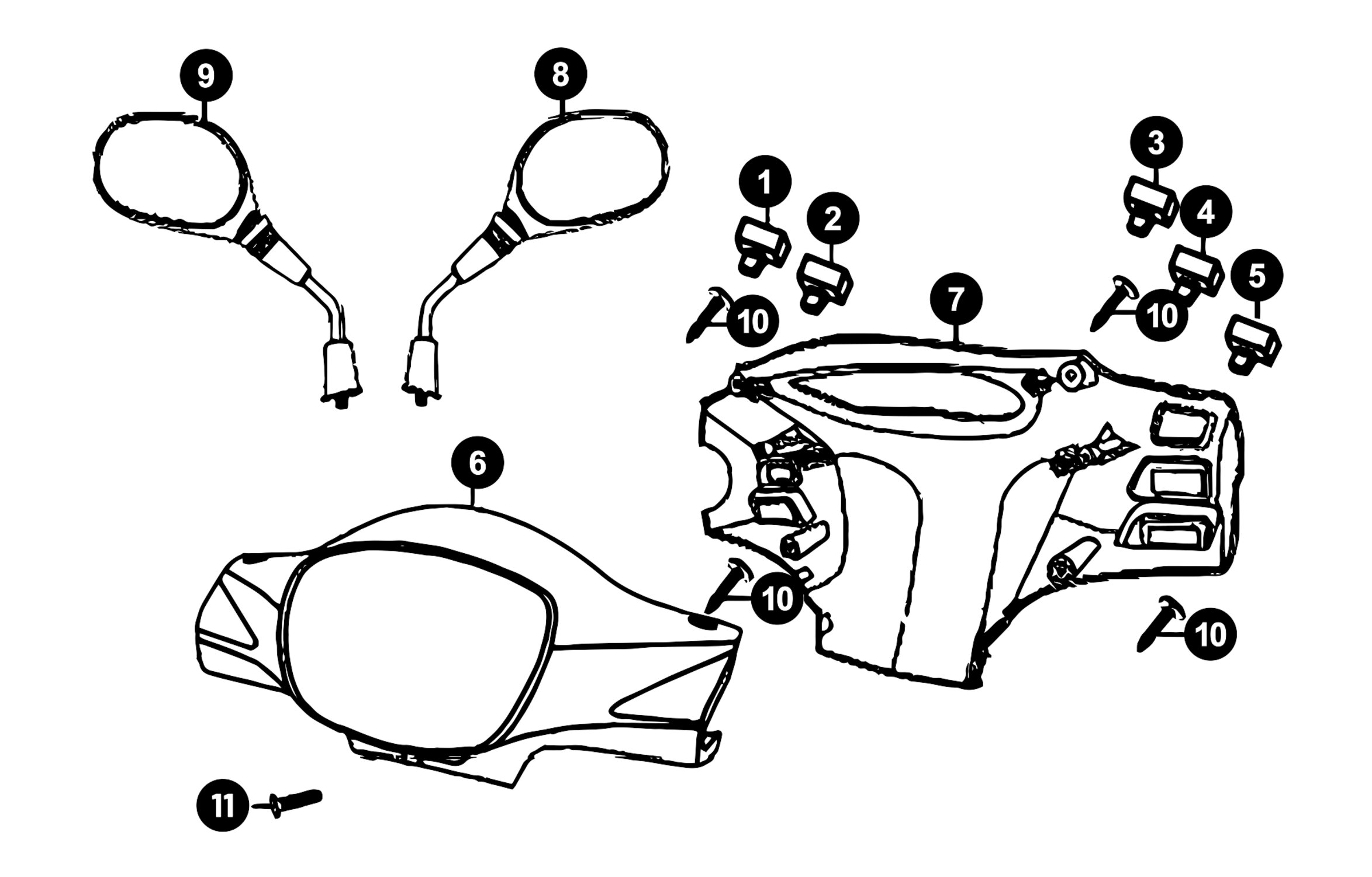 Image of Sym Fiddle 2 '09-'16 Ersatzteile Lenkerverkleidung / Schalter / Spiegel