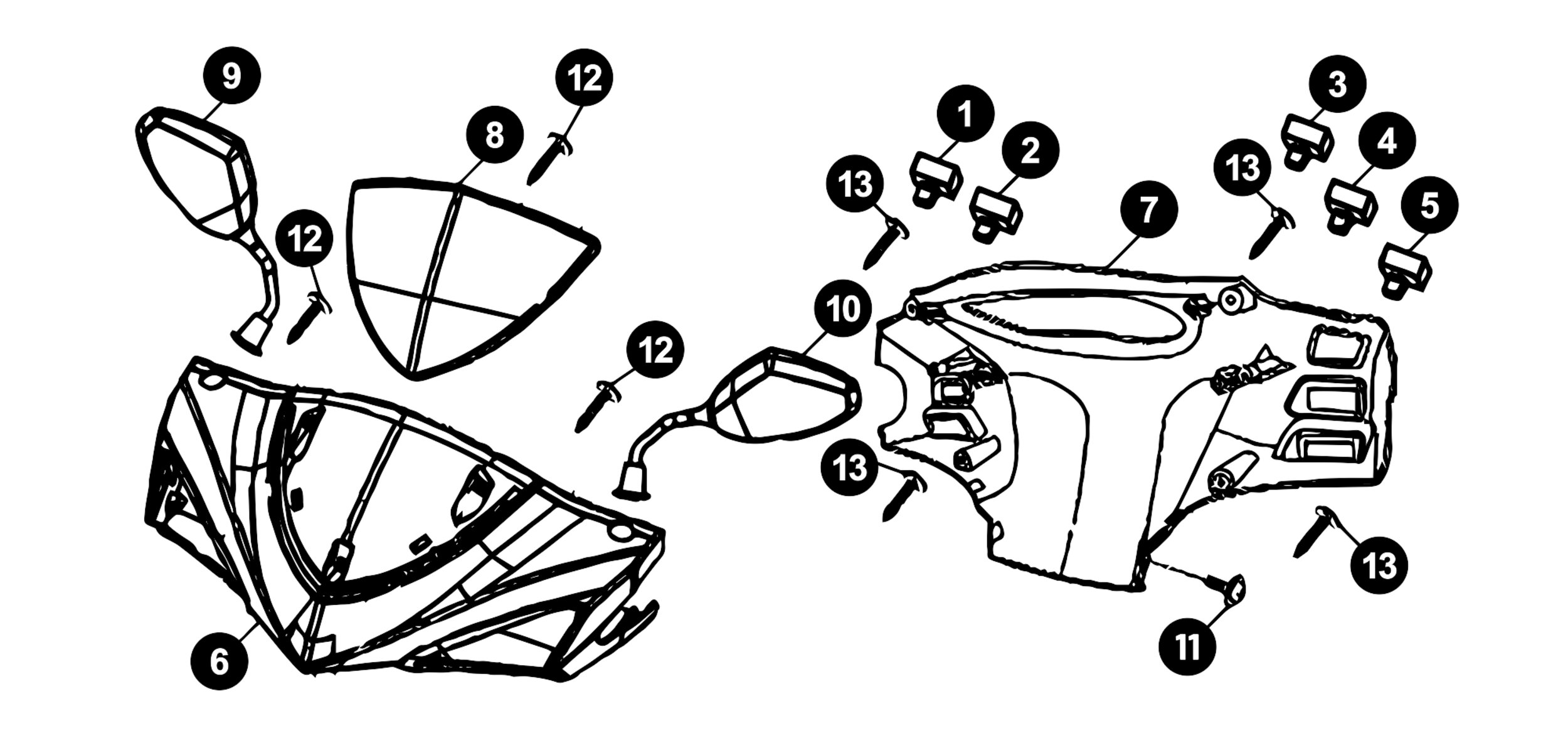 Image of Sym Jet 4 4T Ersatzteile Lenkerverkleidung / Schalter / Spiegel