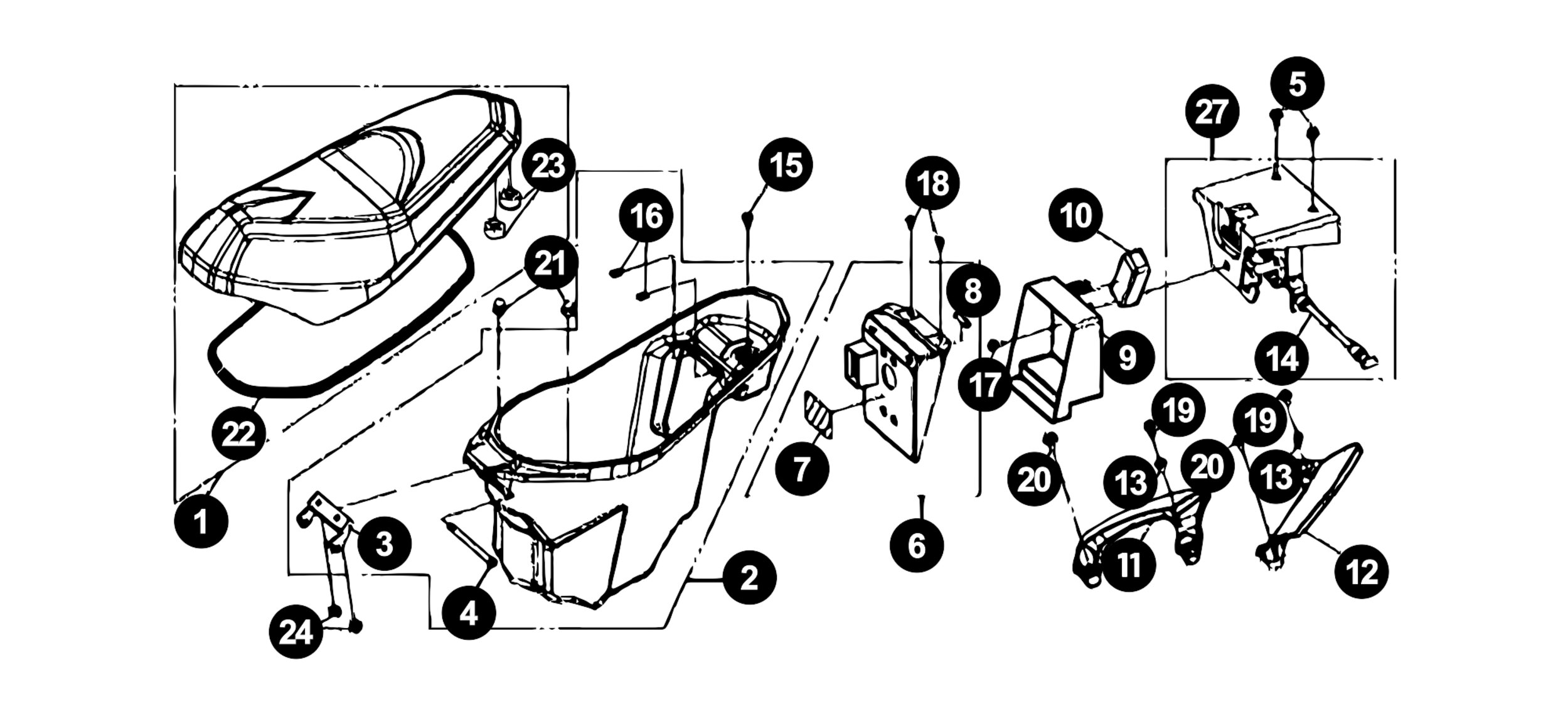 Image of Sym Jet Sport X Ersatzteile Helmfach / Sitzbank
