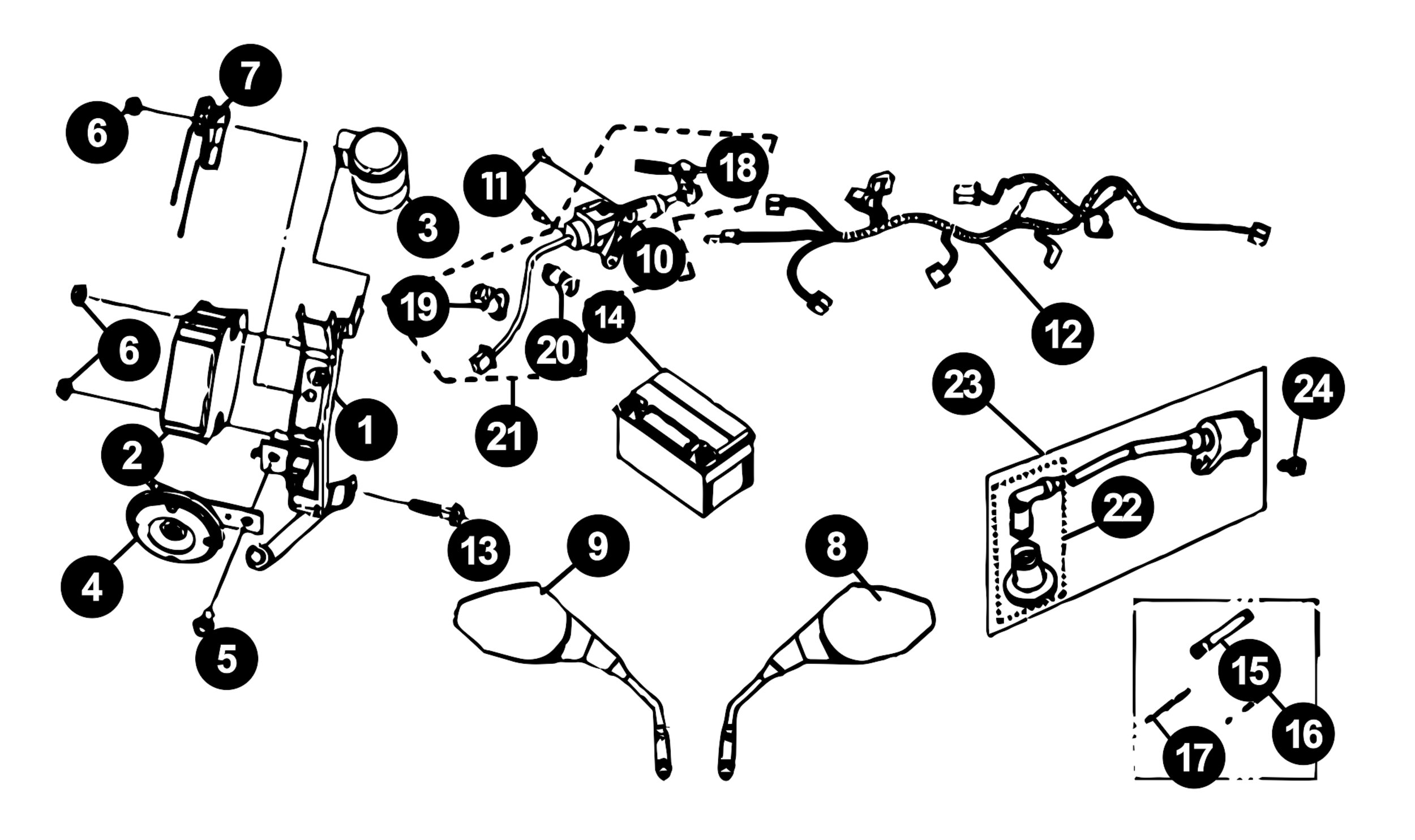 Image of Sym Jet Sport X Ersatzteile Elektrik / Batterie / Spiegel