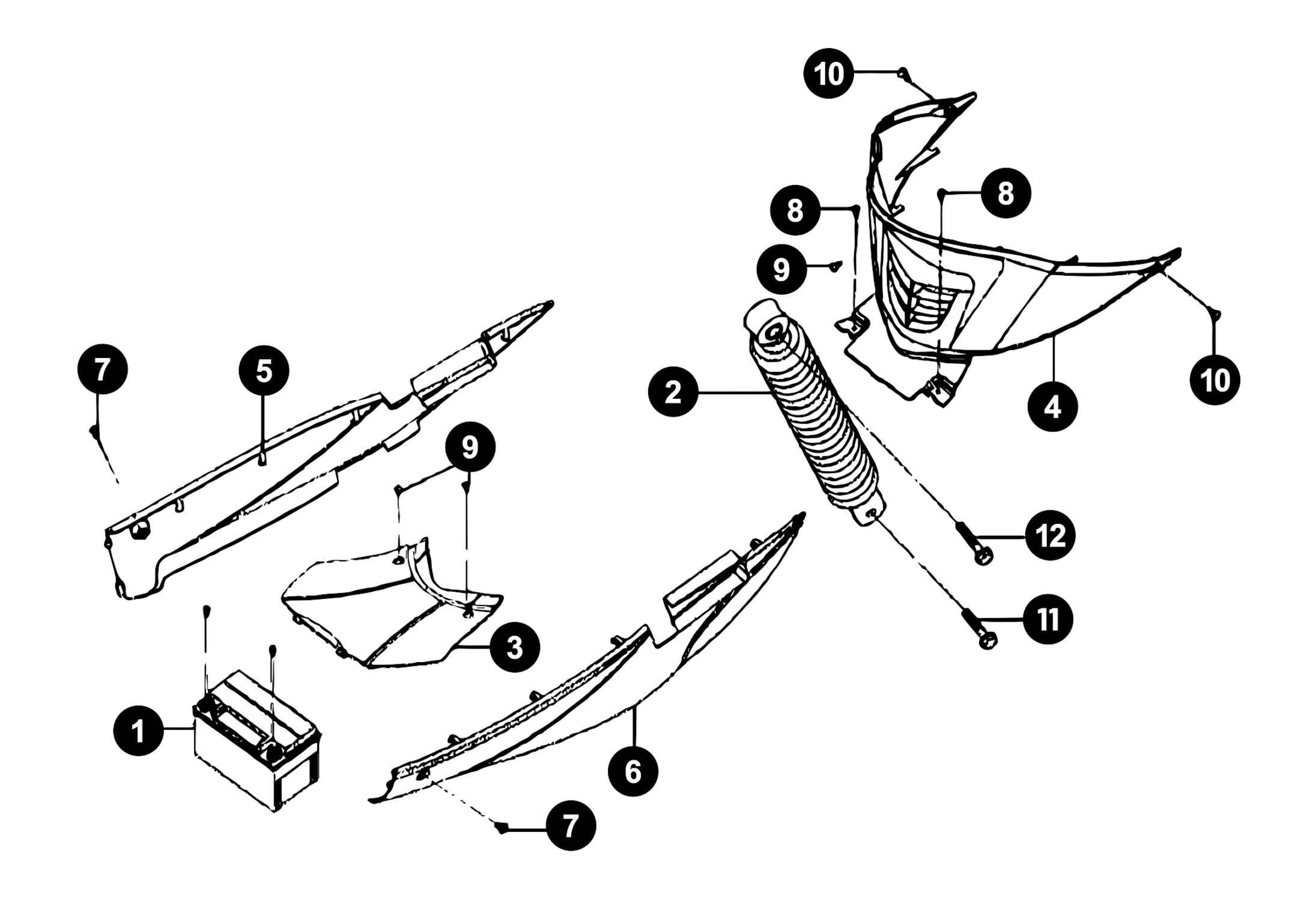Image of Sym Mio Ersatzteile Stossdämpfer / Unterboden / Batterie