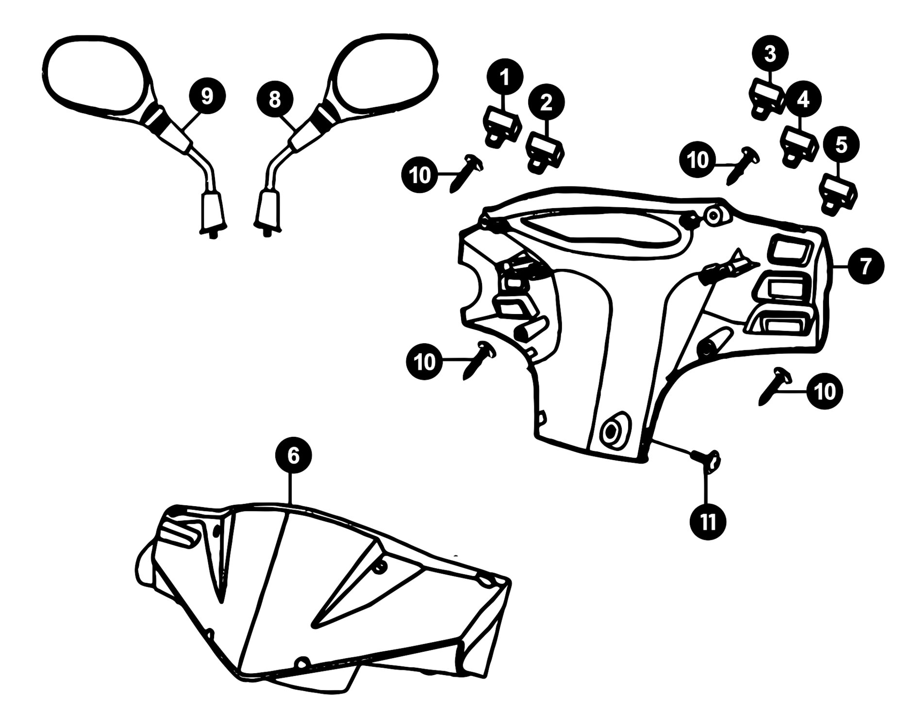 Image of Sym Orbit 2 4T Ersatzteile Lenkerverkleidung / Schalter / Spiegel