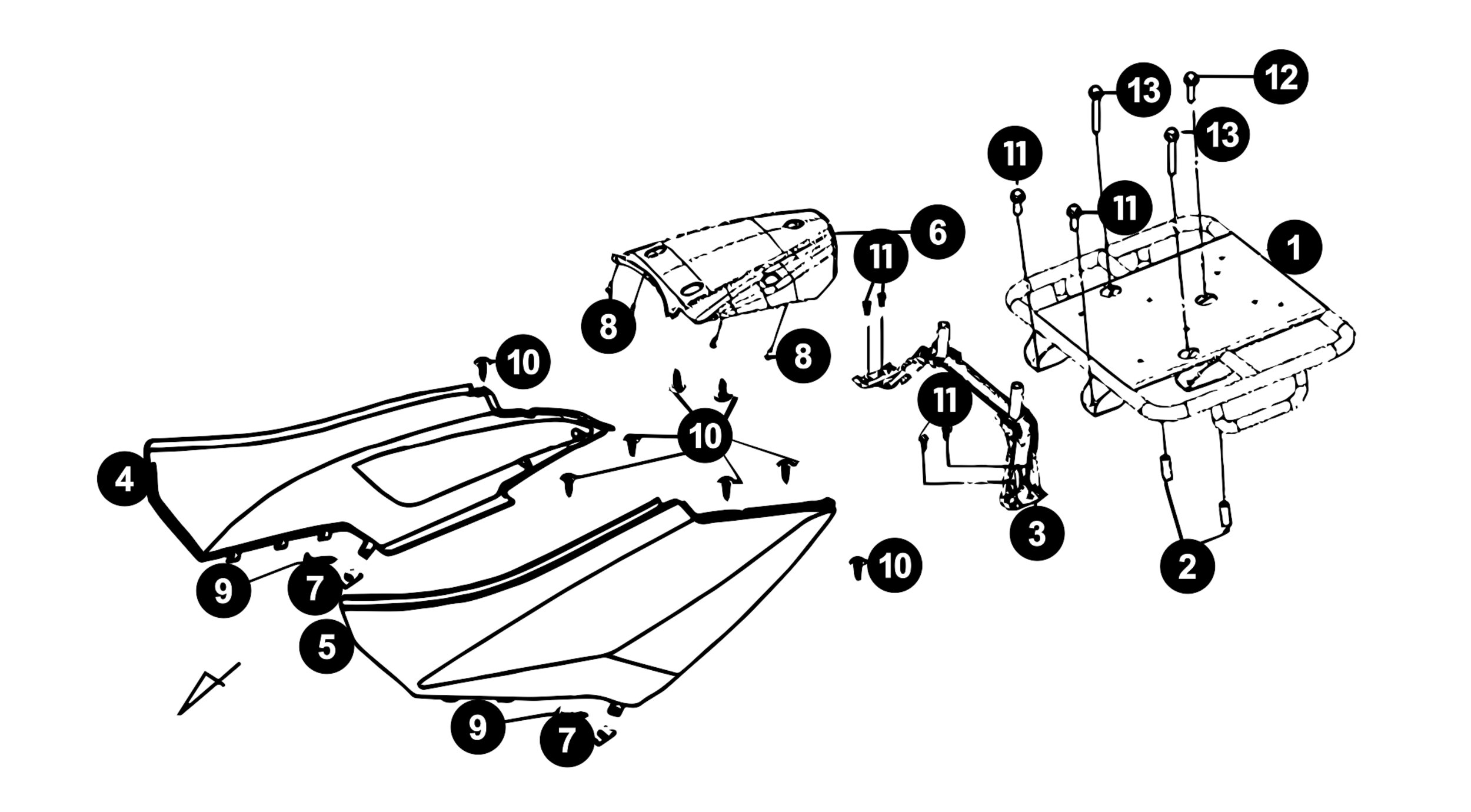 Image of Sym X Pro Ersatzteile Seitenverkleidung / Gepäckträger
