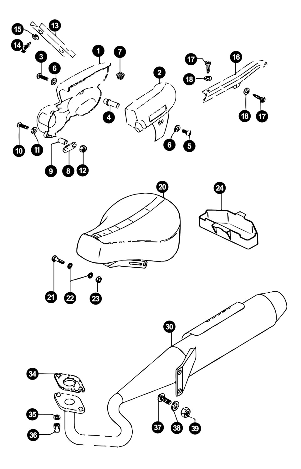 Image of Tomos Flexer Ersatzteile Sattel / Auspuff