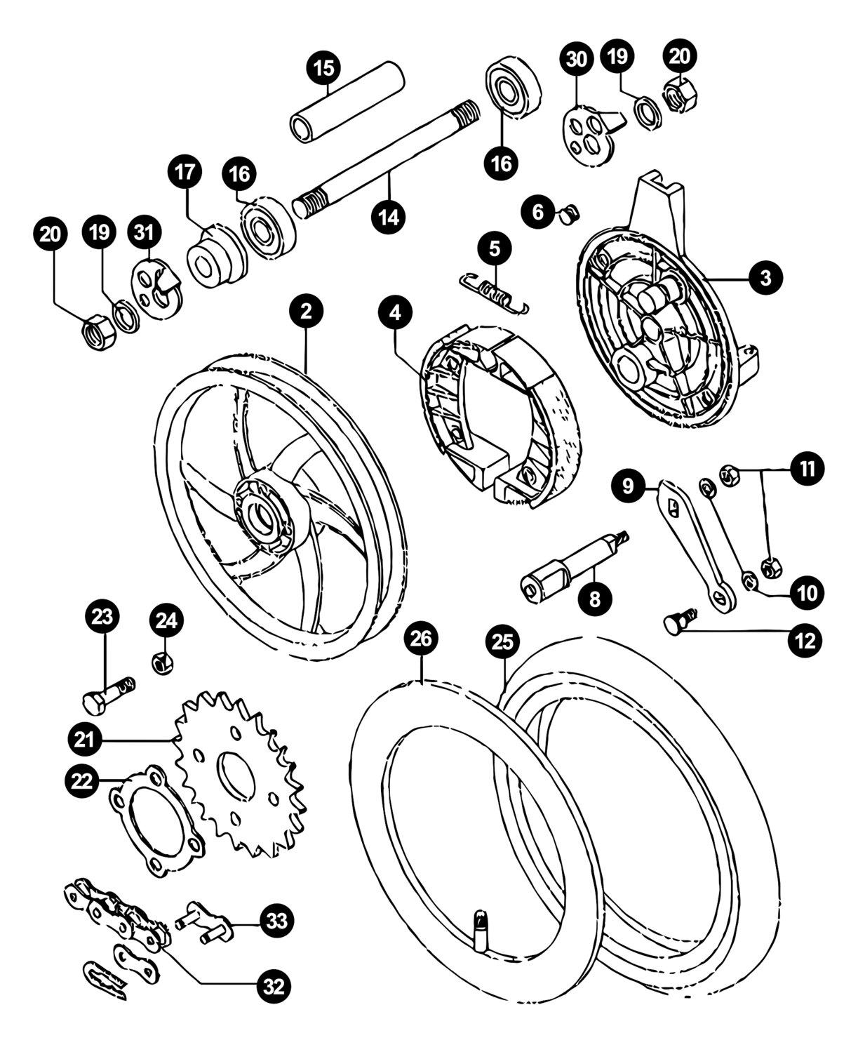 Image of Tomos Flexer Ersatzteile Hinterrad / Bremse / Kette