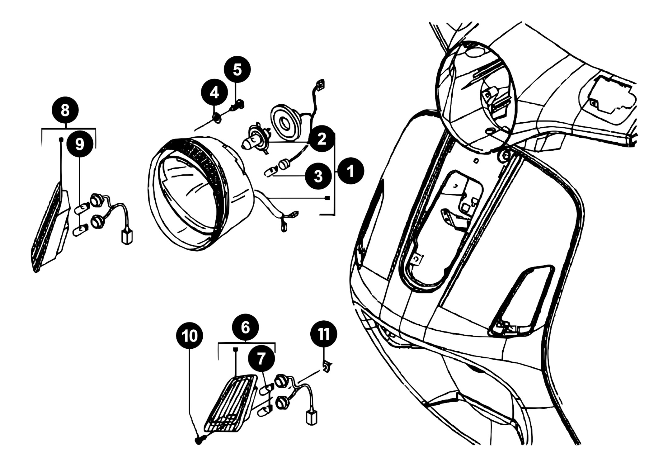 Image of Vespa LX 50 Ersatzteile Scheinwerfer / Blinker